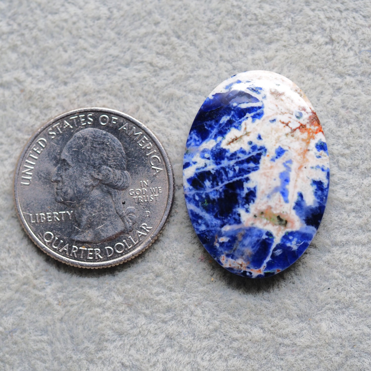Natural Sodalite Oval Cabochon 31x22mm 24.5ct - Royal Blue with White Calcite Veining - Pedra Gems