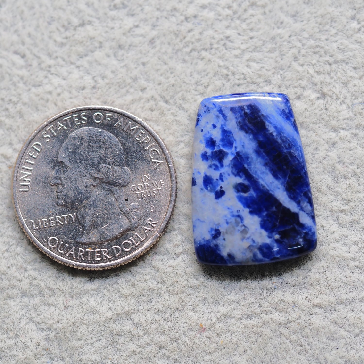 Natural Sodalite Cushion Cabochon 25x18mm 17.5ct - Royal Blue with White Calcite Veining - Pedra Gems