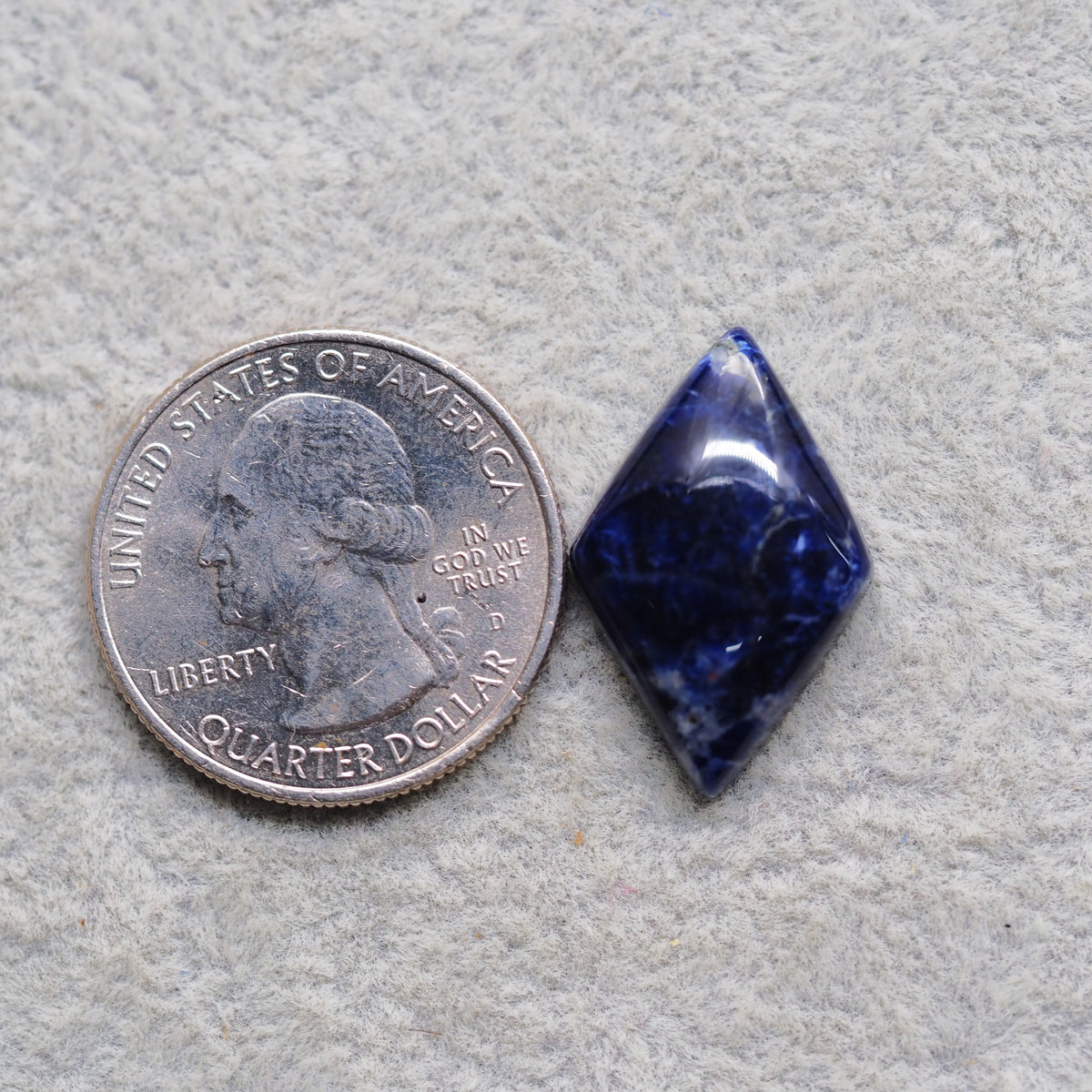 Natural Sodalite Diamond Cabochon 24x15mm 9.5ct - Royal Blue with White Calcite Veining - Pedra Gems
