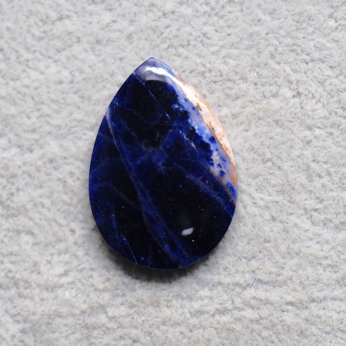 Natural Sodalite Pear Cabochon 31x22mm 22.5ct - Royal Blue with White Calcite Veining - Pedra Gems