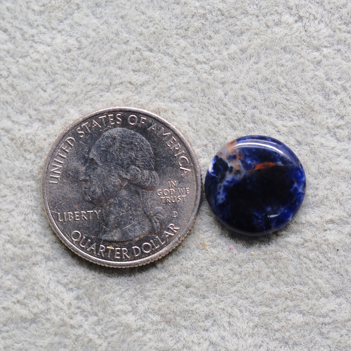 Natural Sodalite Round Cabochon 15x15mm 5ct - Royal Blue with White Calcite Veining - Pedra Gems