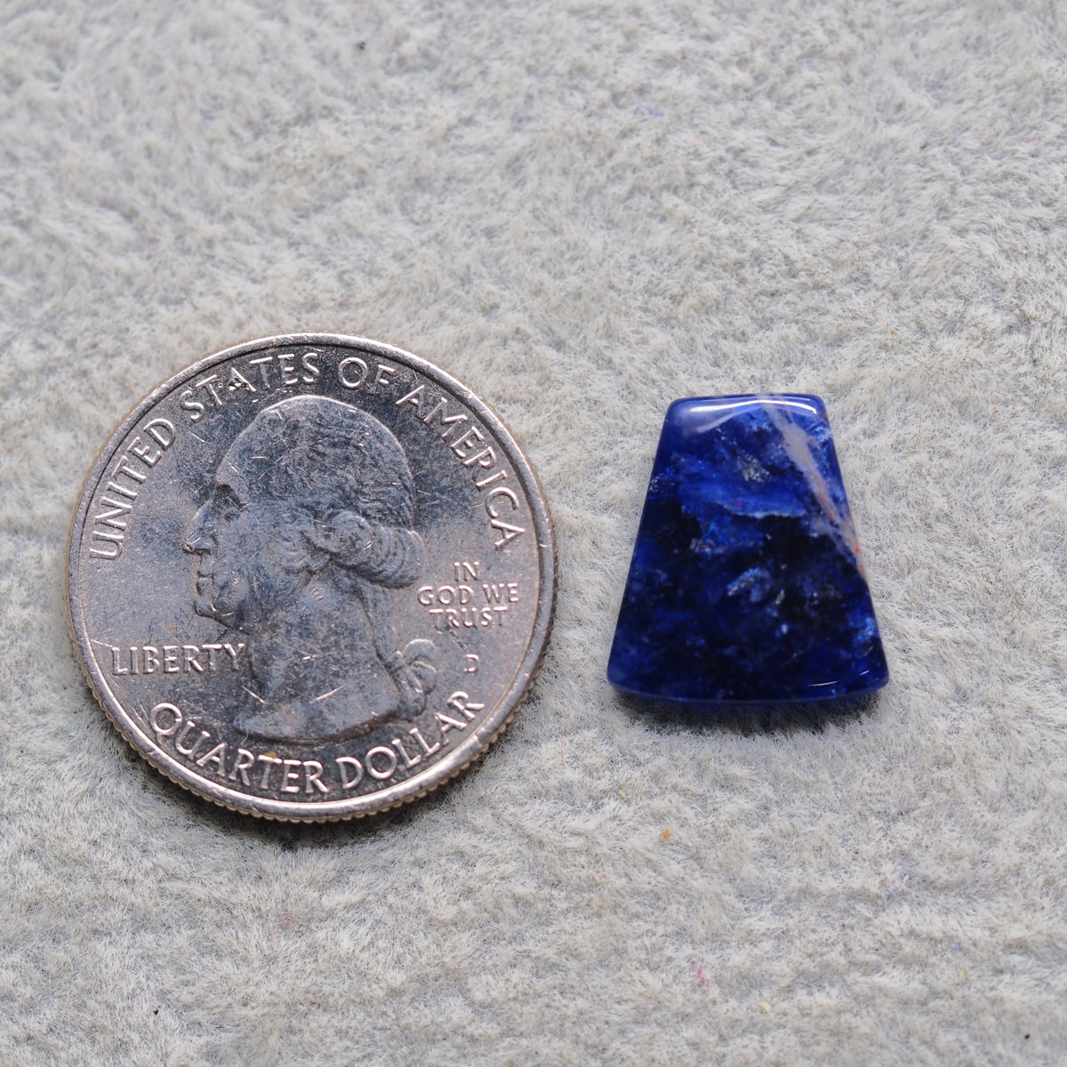 Natural Sodalite Trapezoid Cabochon 15x14mm 4ct - Royal Blue with White Calcite Veining - Pedra Gems