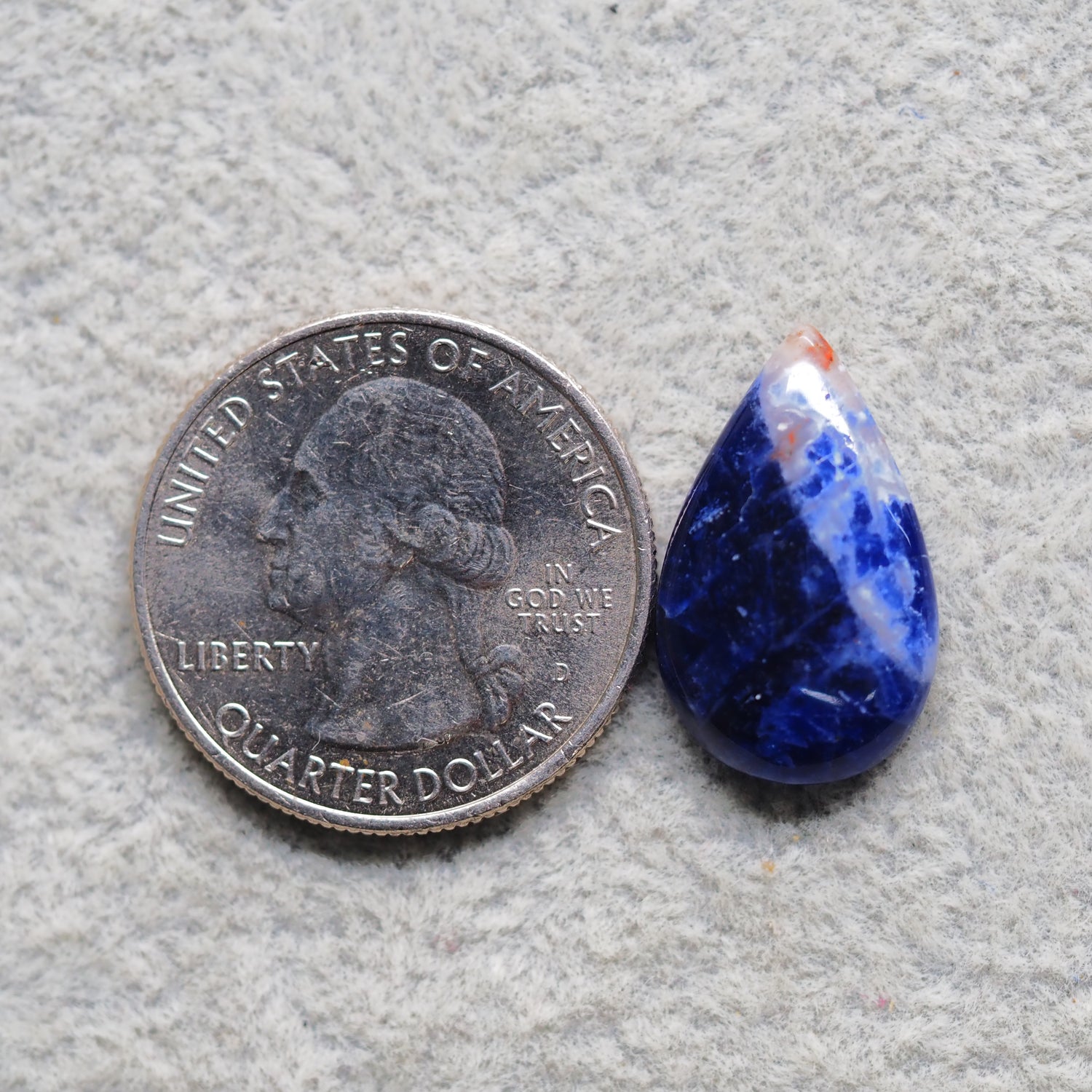 Natural Sodalite Pear Cabochon 21x13mm 7.5ct - Royal Blue with White Calcite Veining - Pedra Gems