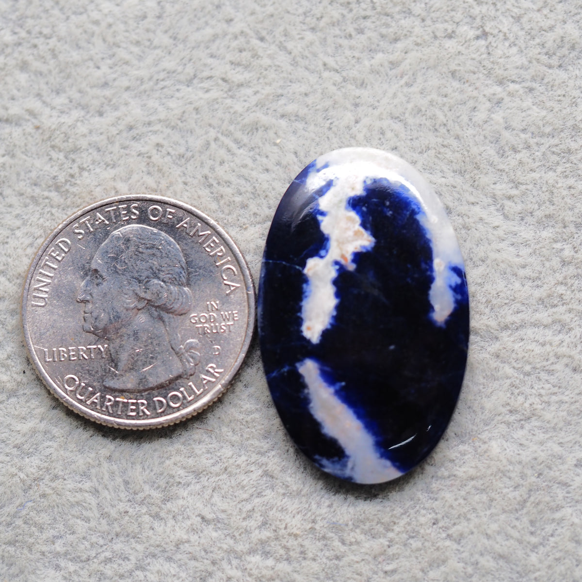 Natural Sodalite Oval Cabochon 34x22mm 23ct - Royal Blue with White Calcite Veining - Pedra Gems