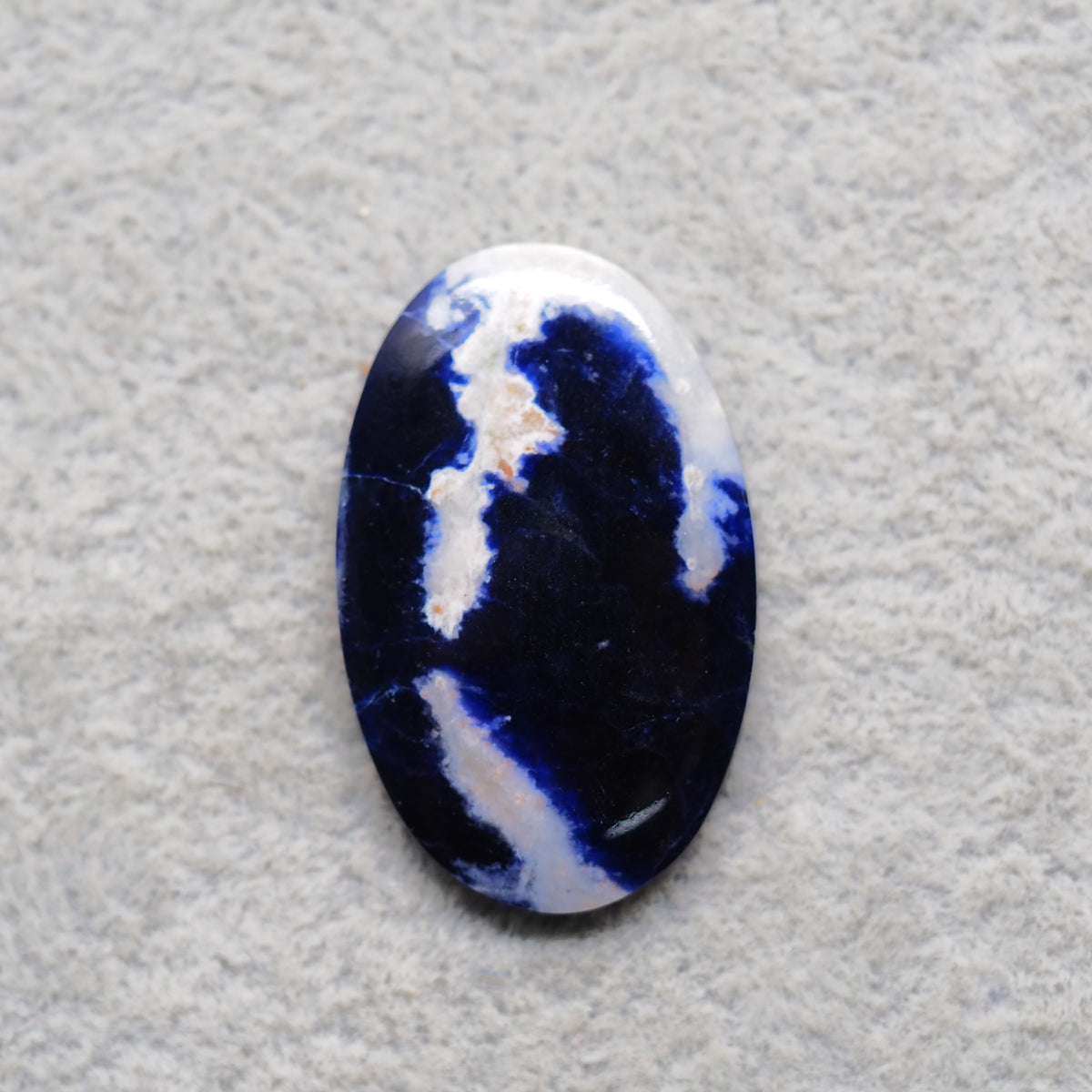 Natural Sodalite Oval Cabochon 34x22mm 23ct - Royal Blue with White Calcite Veining - Pedra Gems