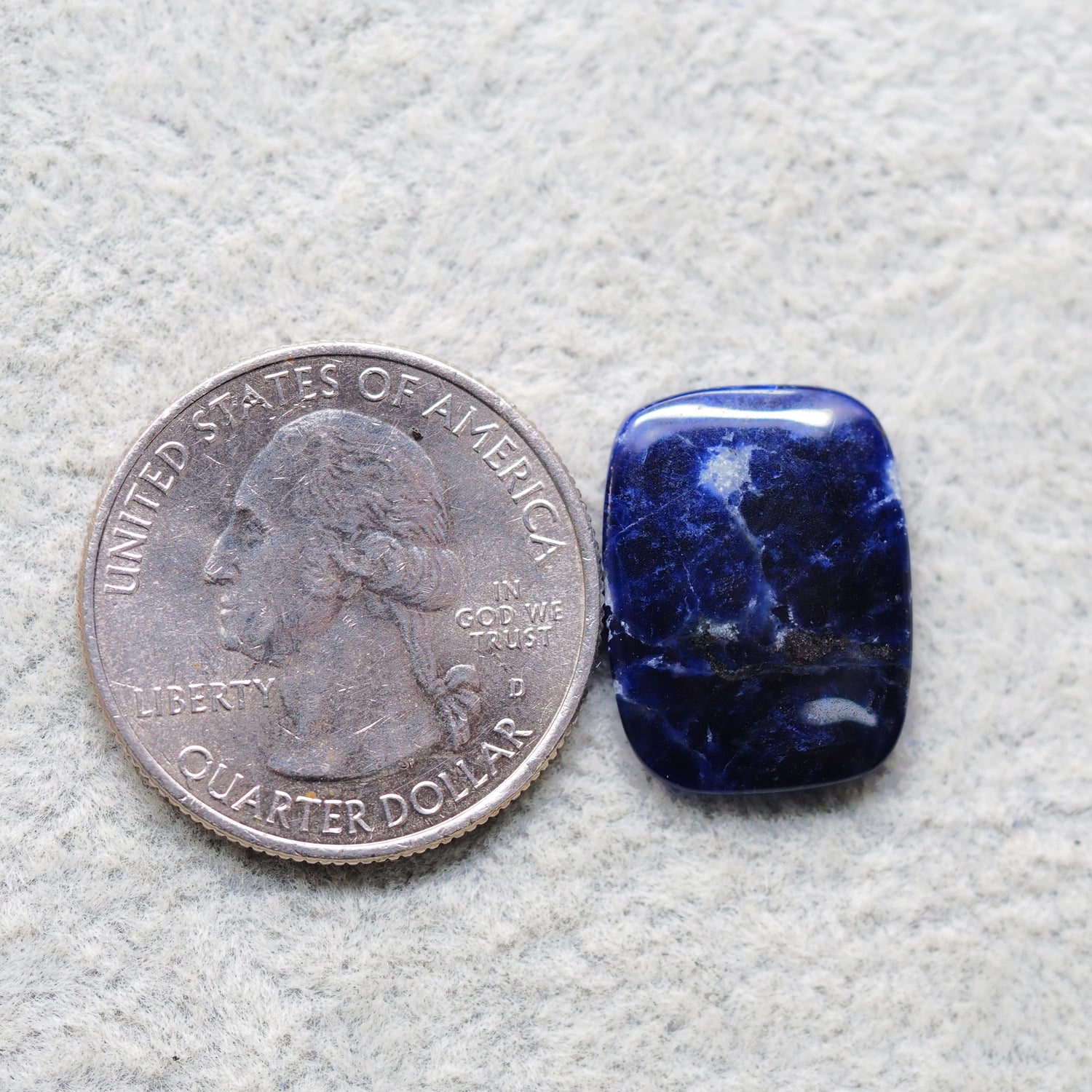 Natural Sodalite Cushion Cabochon 19x14mm 7ct - Royal Blue with White Calcite Veining - Pedra Gems