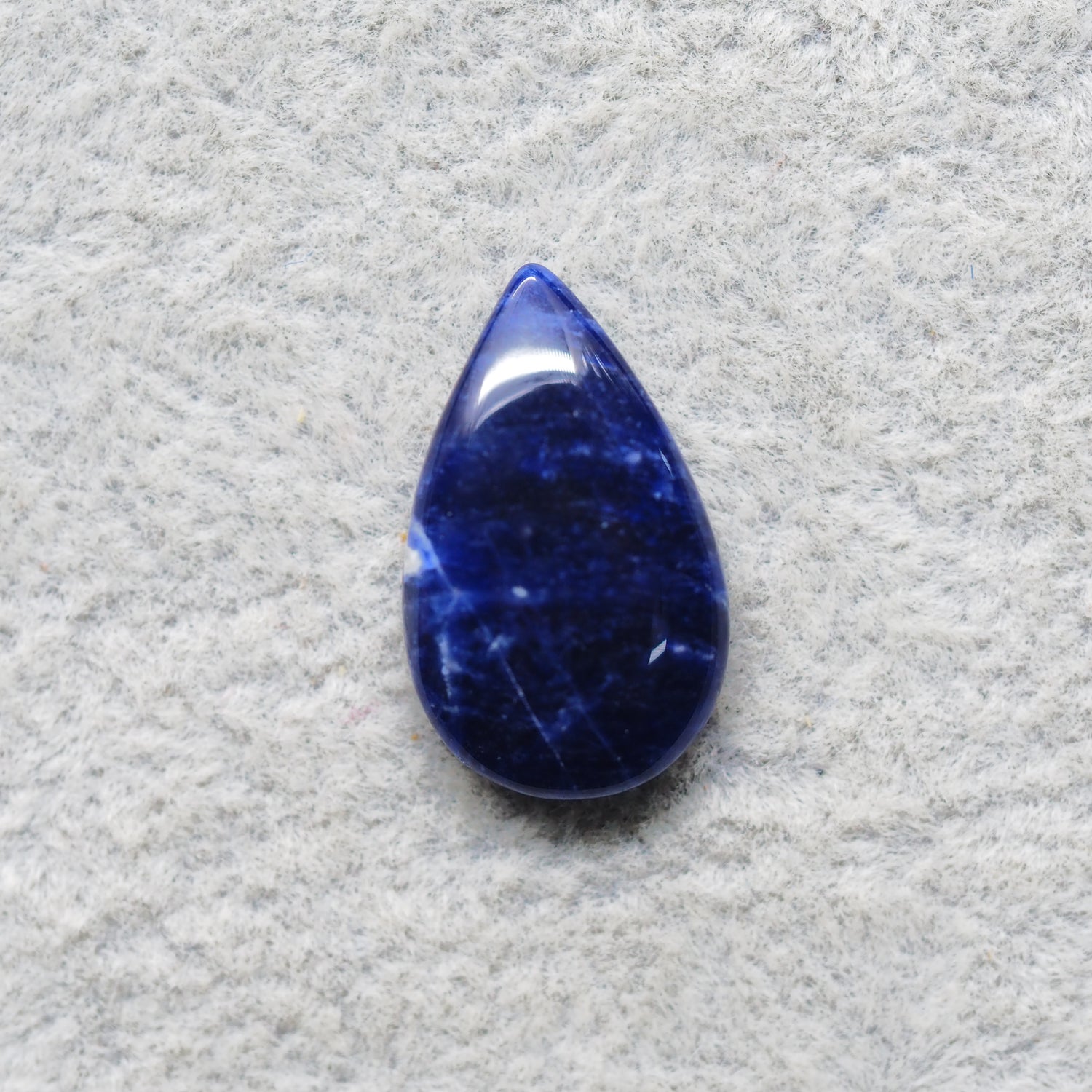 Natural Sodalite Pear Cabochon 20x12mm 7ct - Royal Blue with White Calcite Veining - Pedra Gems