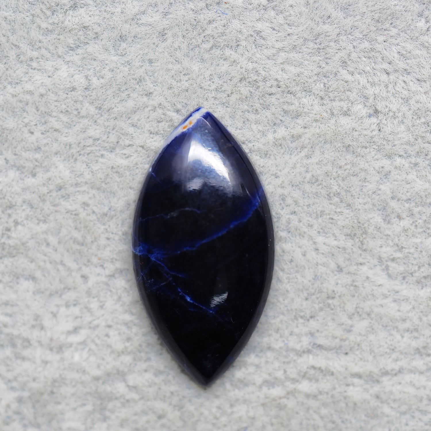 Natural Sodalite Marquise (Navette) Cabochon 33x17mm 17.5ct - Royal Blue with White Calcite Veining - Pedra Gems