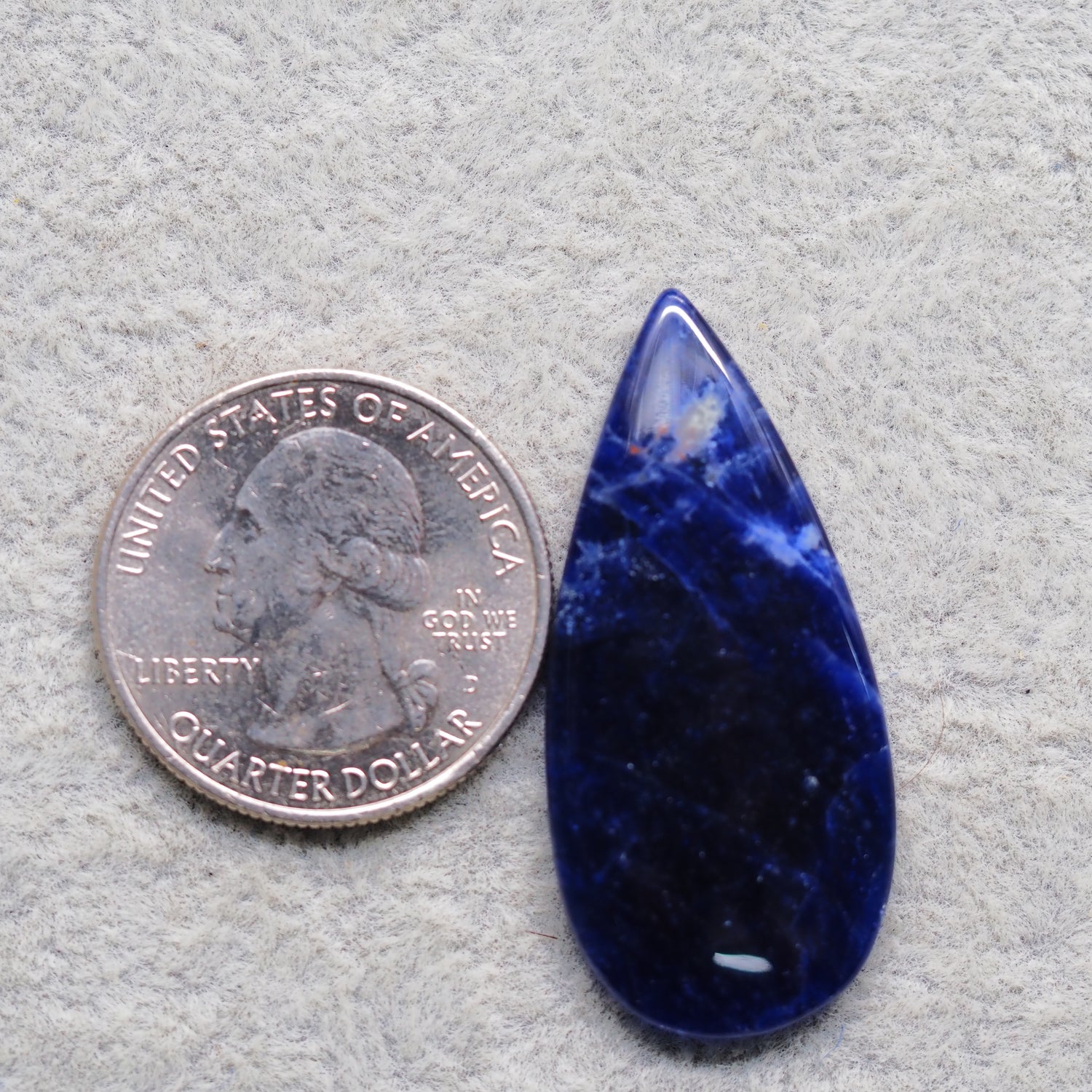 Natural Sodalite Pear Cabochon 39x18mm 20ct - Royal Blue with White Calcite Veining - Pedra Gems
