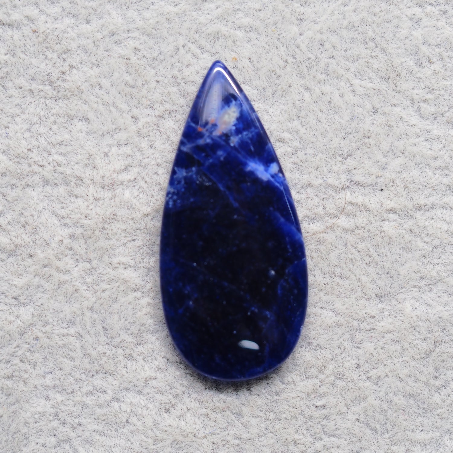 Natural Sodalite Pear Cabochon 39x18mm 20ct - Royal Blue with White Calcite Veining - Pedra Gems