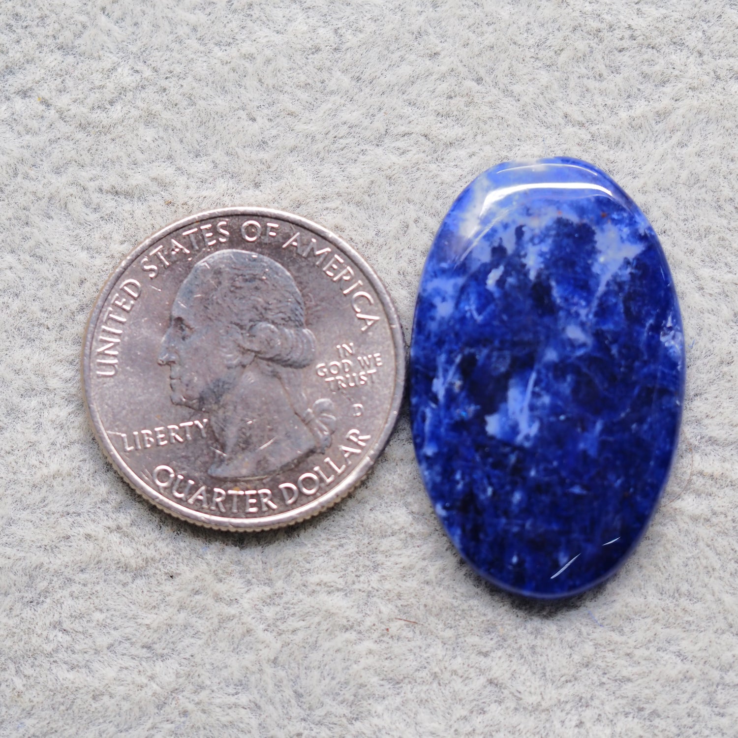 Natural Sodalite Oval Cabochon 38x20mm 18ct - Royal Blue with White Calcite Veining - Pedra Gems