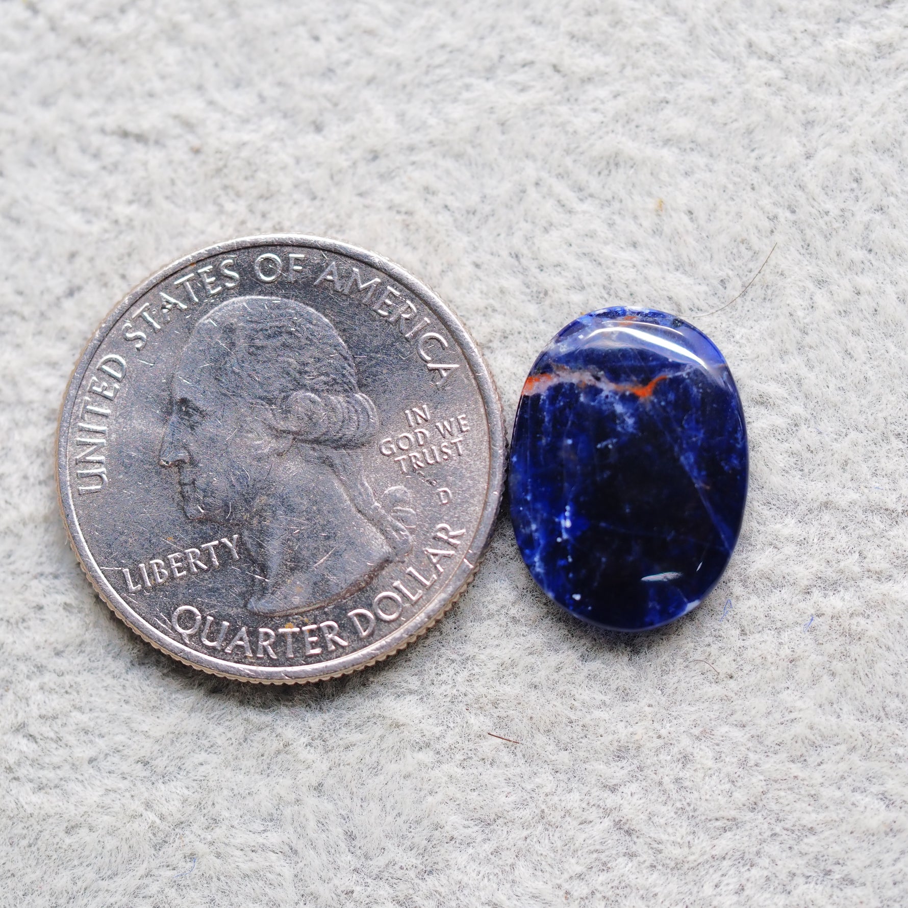 Natural Sodalite Oval Cabochon 17x13mm 4.5ct - Royal Blue with White Calcite Veining - Pedra Gems