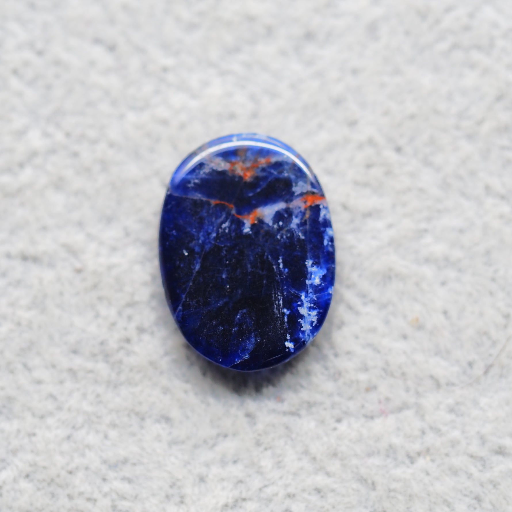 Natural Sodalite Oval Cabochon 17x13mm 4.5ct - Royal Blue with White Calcite Veining - Pedra Gems