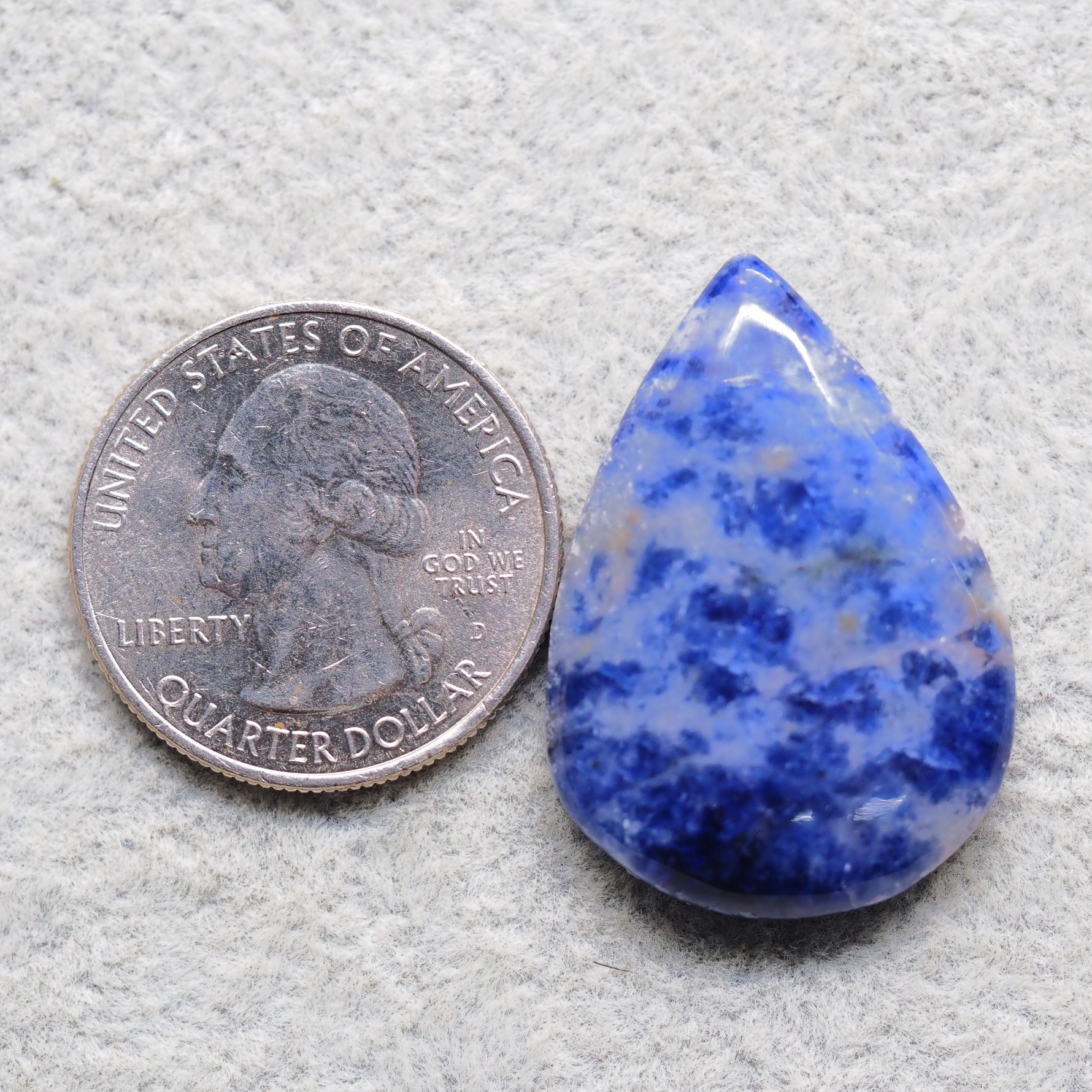 Natural Sodalite Pear Cabochon 32x23mm 31.5ct - Royal Blue with White Calcite Veining - Pedra Gems