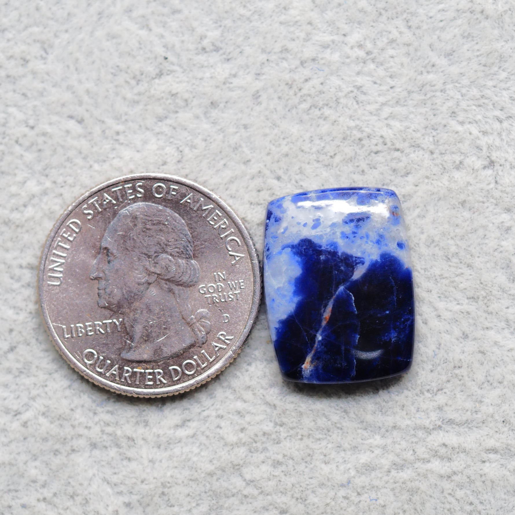 Natural Sodalite Cushion Cabochon 21x16mm 13.5ct - Royal Blue with White Calcite Veining - Pedra Gems