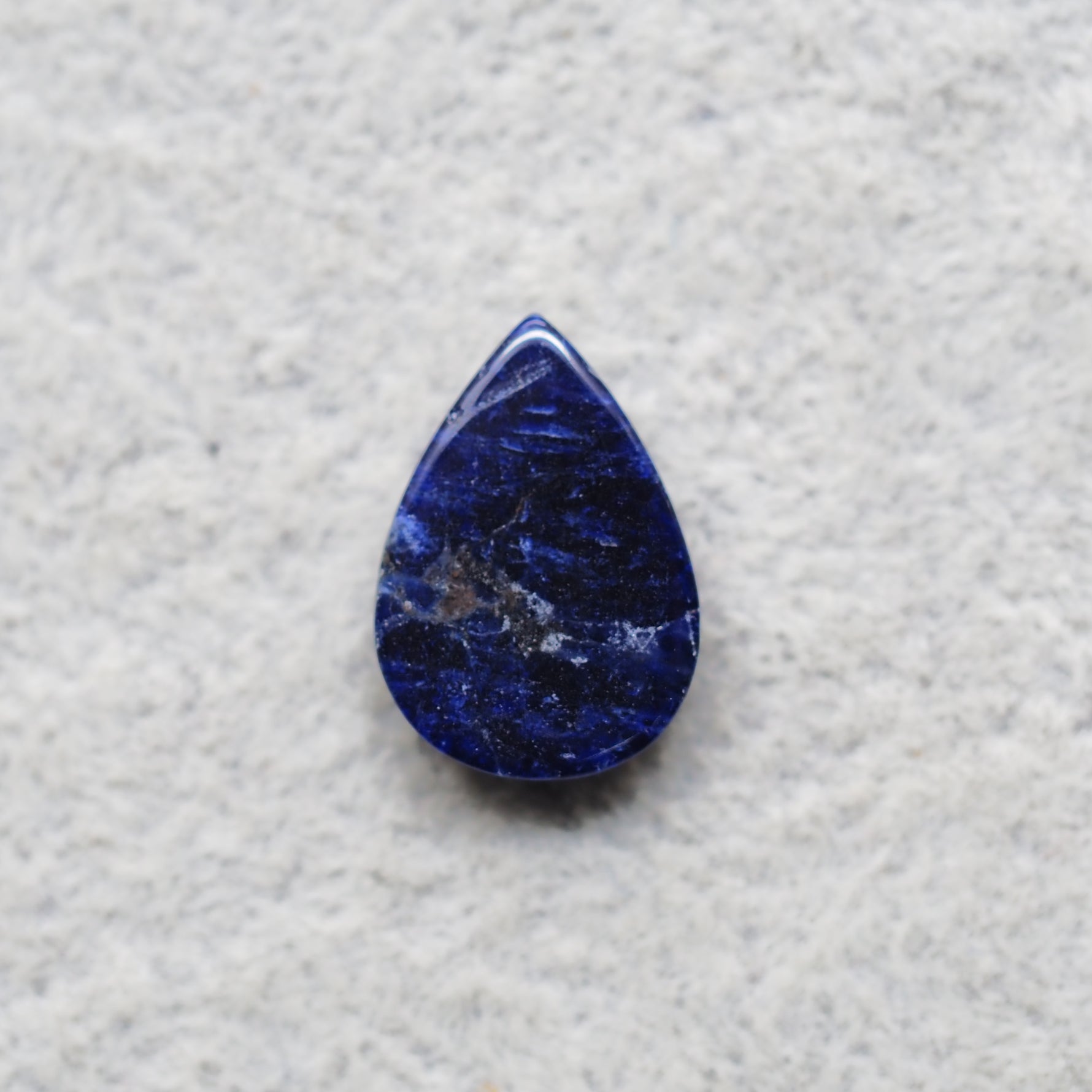 Natural Sodalite Pear Cabochon 17x12mm 4.5ct - Royal Blue with White Calcite Veining - Pedra Gems
