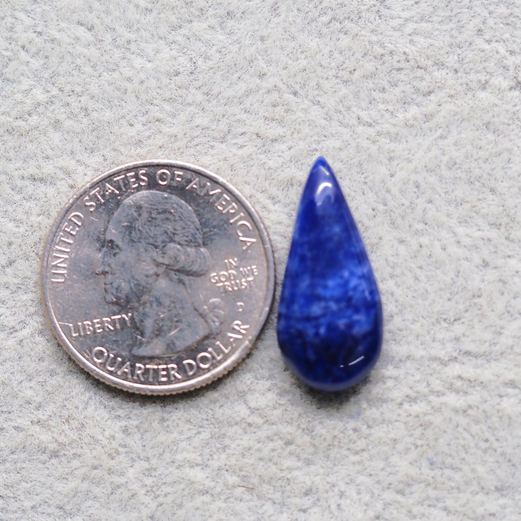 Natural Sodalite Pear Cabochon 14x11mm 8ct - Royal Blue with White Calcite Veining - Pedra Gems