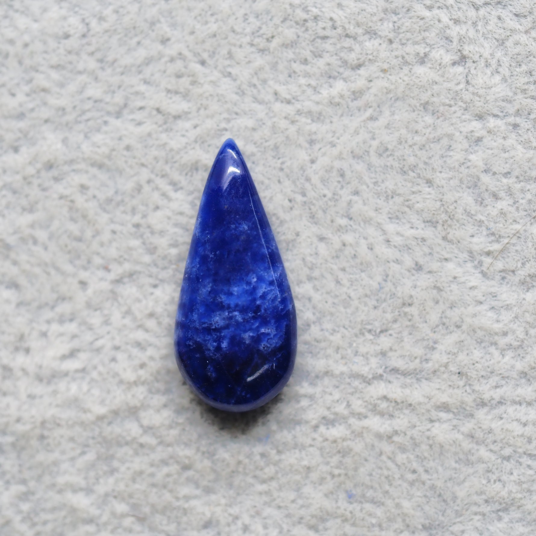 Natural Sodalite Pear Cabochon 14x11mm 8ct - Royal Blue with White Calcite Veining - Pedra Gems