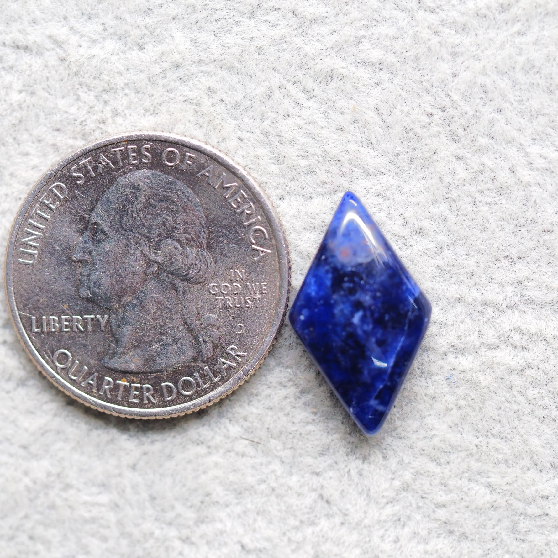 Natural Sodalite Diamond Cabochon 20x12mm 6.5ct - Royal Blue with White Calcite Veining - Pedra Gems