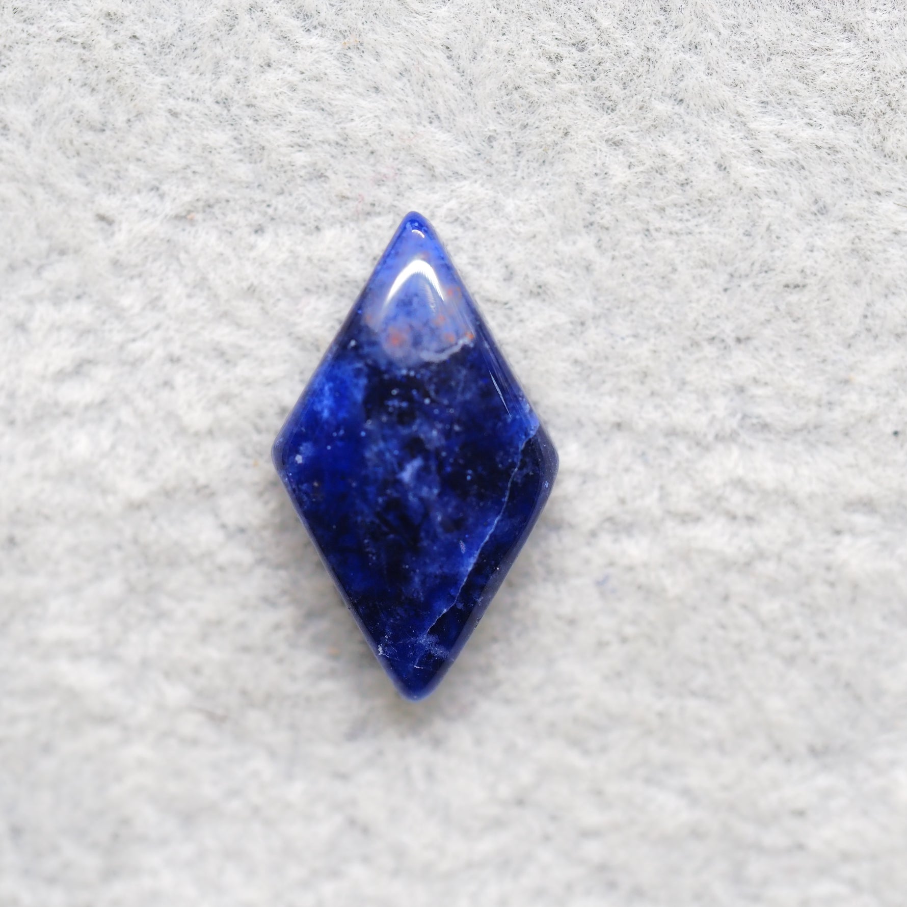 Natural Sodalite Diamond Cabochon 20x12mm 6.5ct - Royal Blue with White Calcite Veining - Pedra Gems