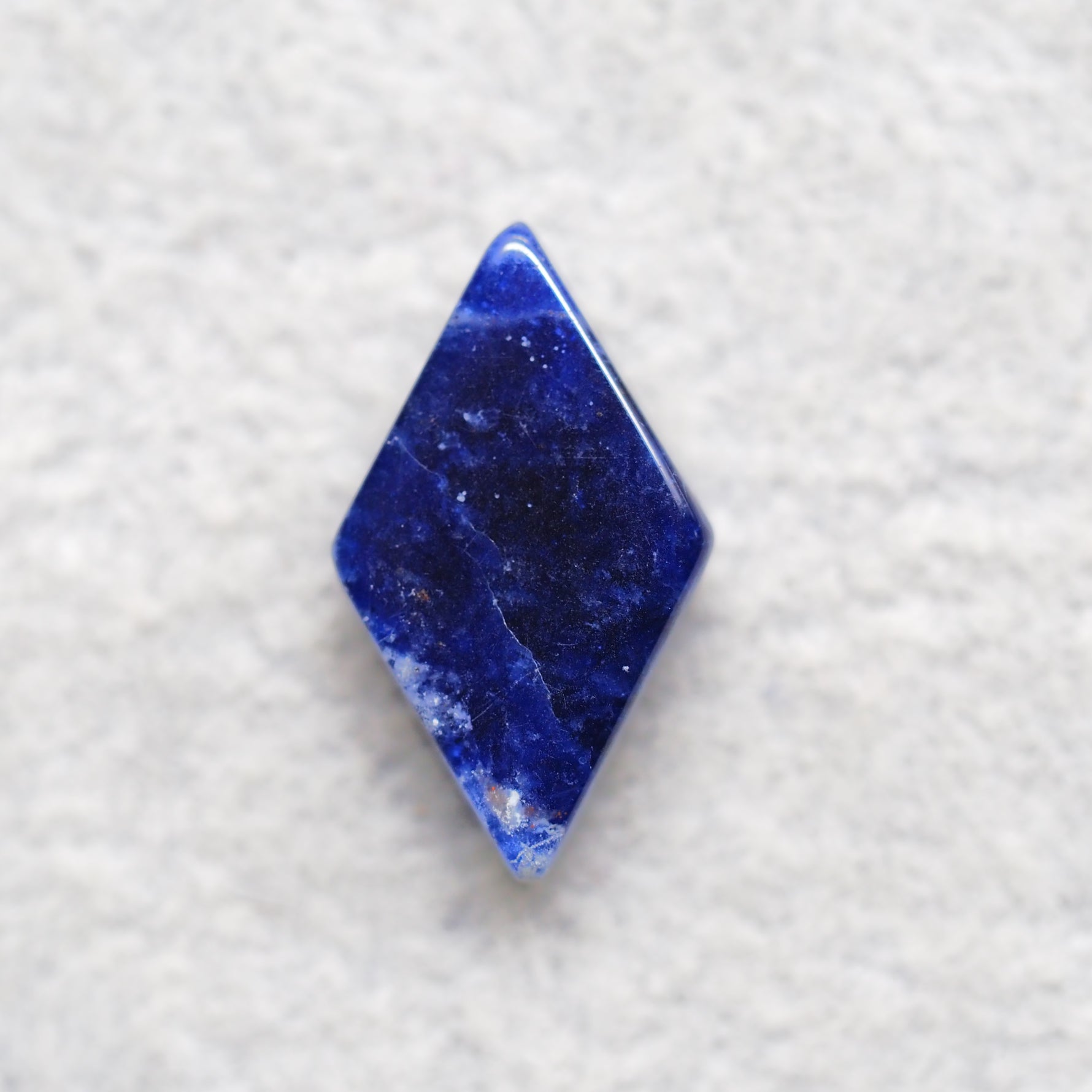 Natural Sodalite Diamond Cabochon 20x12mm 6.5ct - Royal Blue with White Calcite Veining - Pedra Gems