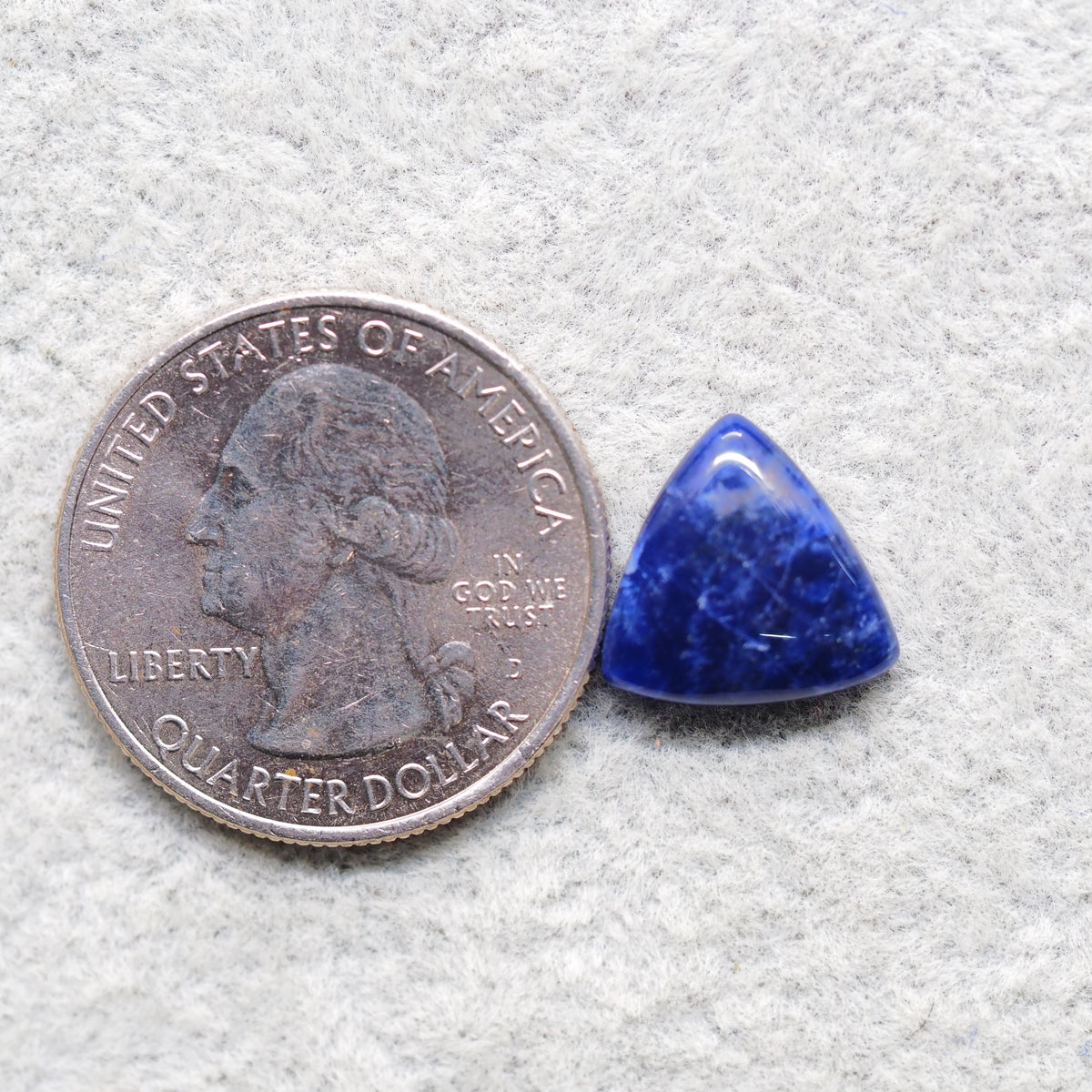 Natural Sodalite Trillion Cabochon 12x13mm 3.5ct - Royal Blue with White Calcite Veining - Pedra Gems