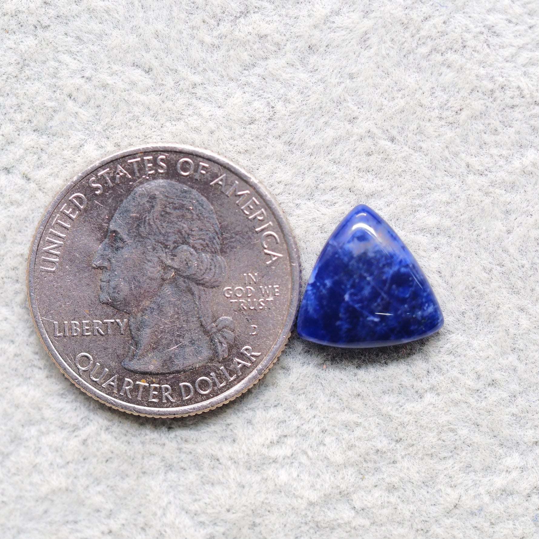 Natural Sodalite Trillion Cabochon 12x13mm 3.5ct - Royal Blue with White Calcite Veining - Pedra Gems
