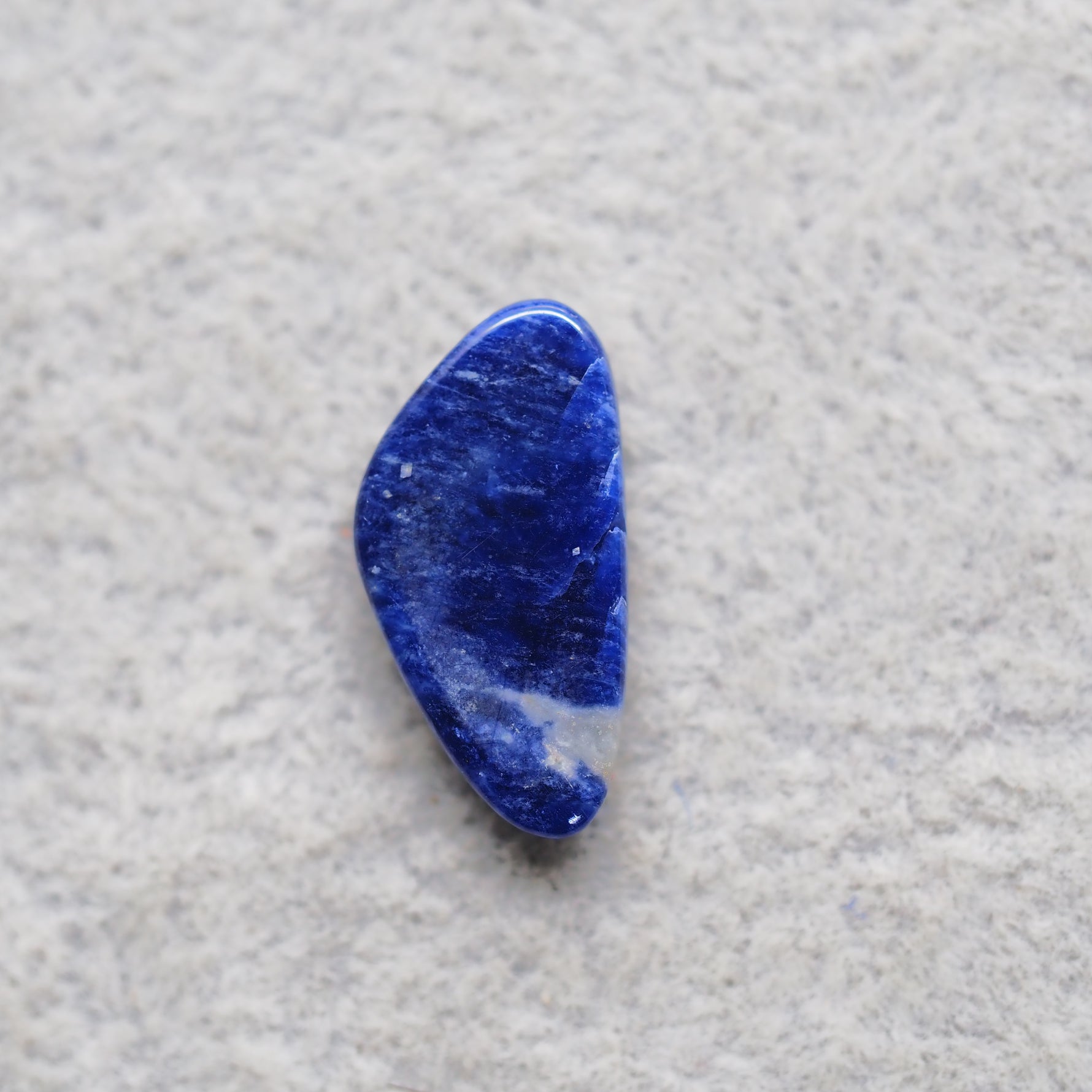 Natural Sodalite Freeform Cabochon 20x10mm 5.5ct - Royal Blue with White Calcite Veining - Pedra Gems