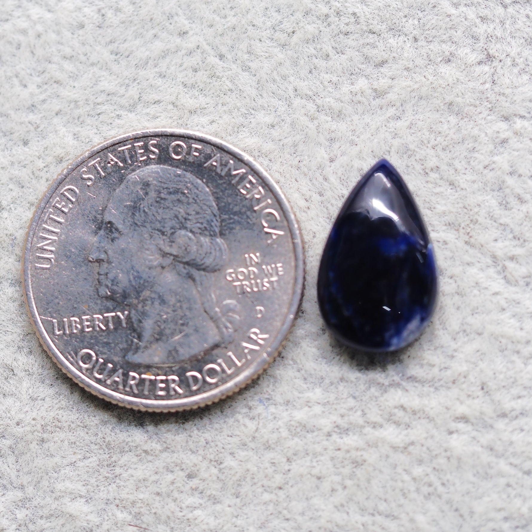 Natural Sodalite Pear Cabochon 16x10mm 4.5ct - Royal Blue with White Calcite Veining - Pedra Gems