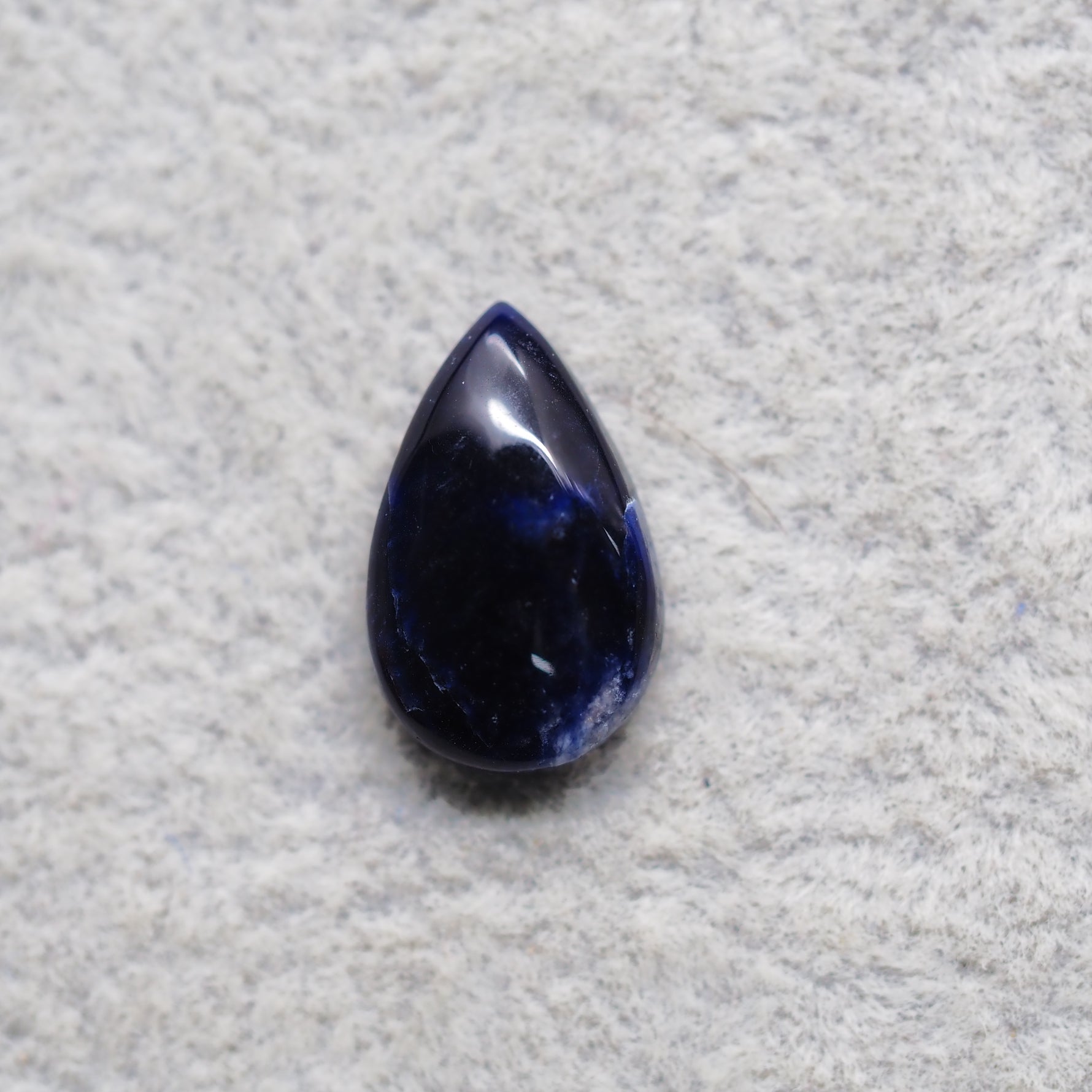 Natural Sodalite Pear Cabochon 16x10mm 4.5ct - Royal Blue with White Calcite Veining - Pedra Gems