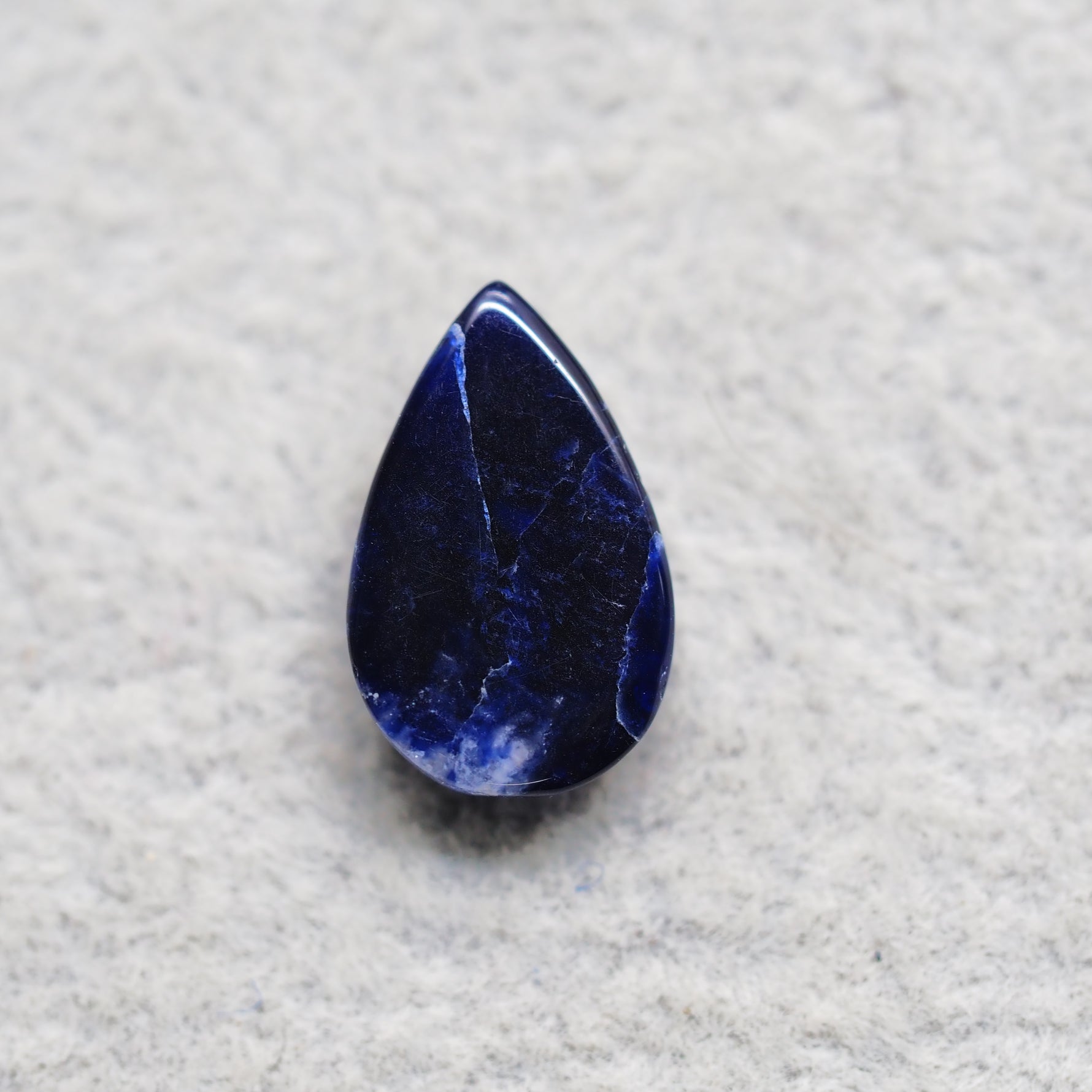 Natural Sodalite Pear Cabochon 16x10mm 4.5ct - Royal Blue with White Calcite Veining - Pedra Gems