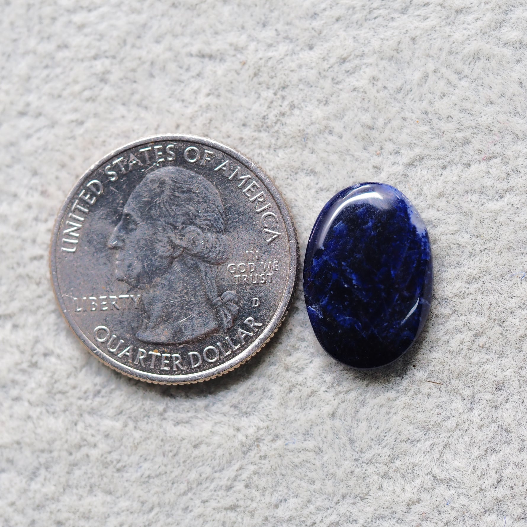 Natural Sodalite Oval Cabochon 18x12mm 5ct - Royal Blue with White Calcite Veining - Pedra Gems