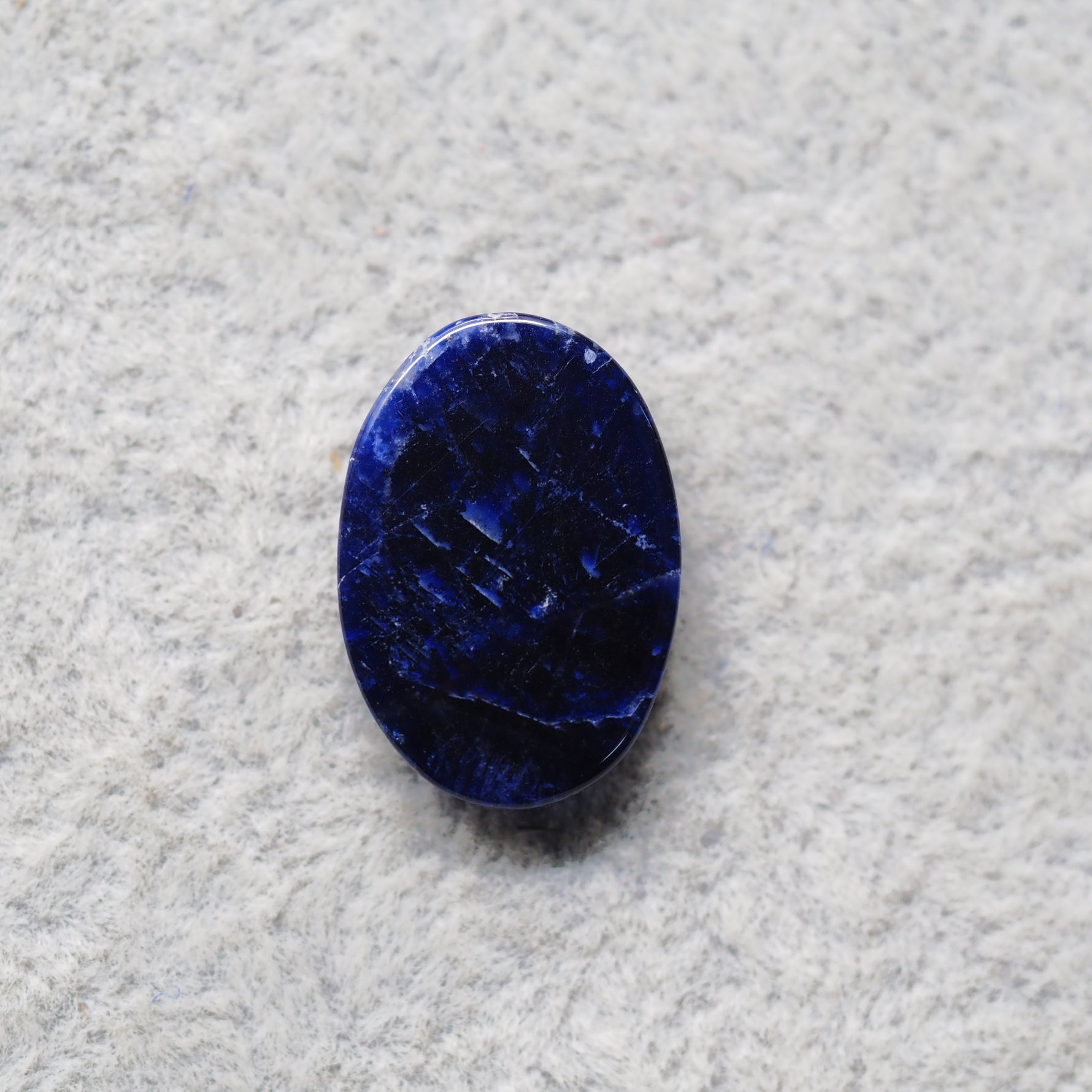 Natural Sodalite Oval Cabochon 18x12mm 5ct - Royal Blue with White Calcite Veining - Pedra Gems
