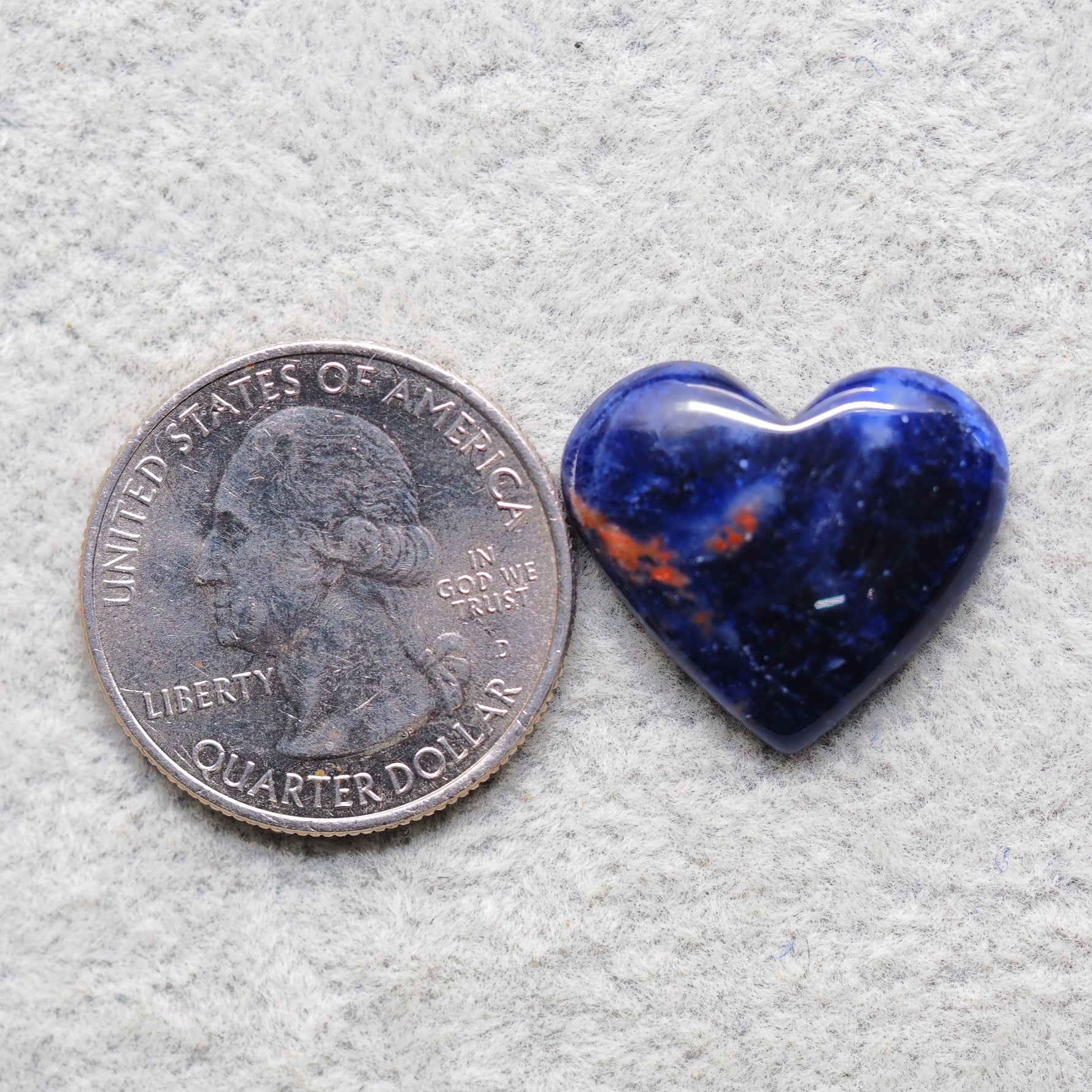 Natural Sodalite Heart Cabochon 19x22mm 11ct - Royal Blue with White Calcite Veining - Pedra Gems