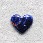 Natural Sodalite Heart Cabochon 19x22mm 11ct - Royal Blue with White Calcite Veining - Pedra Gems