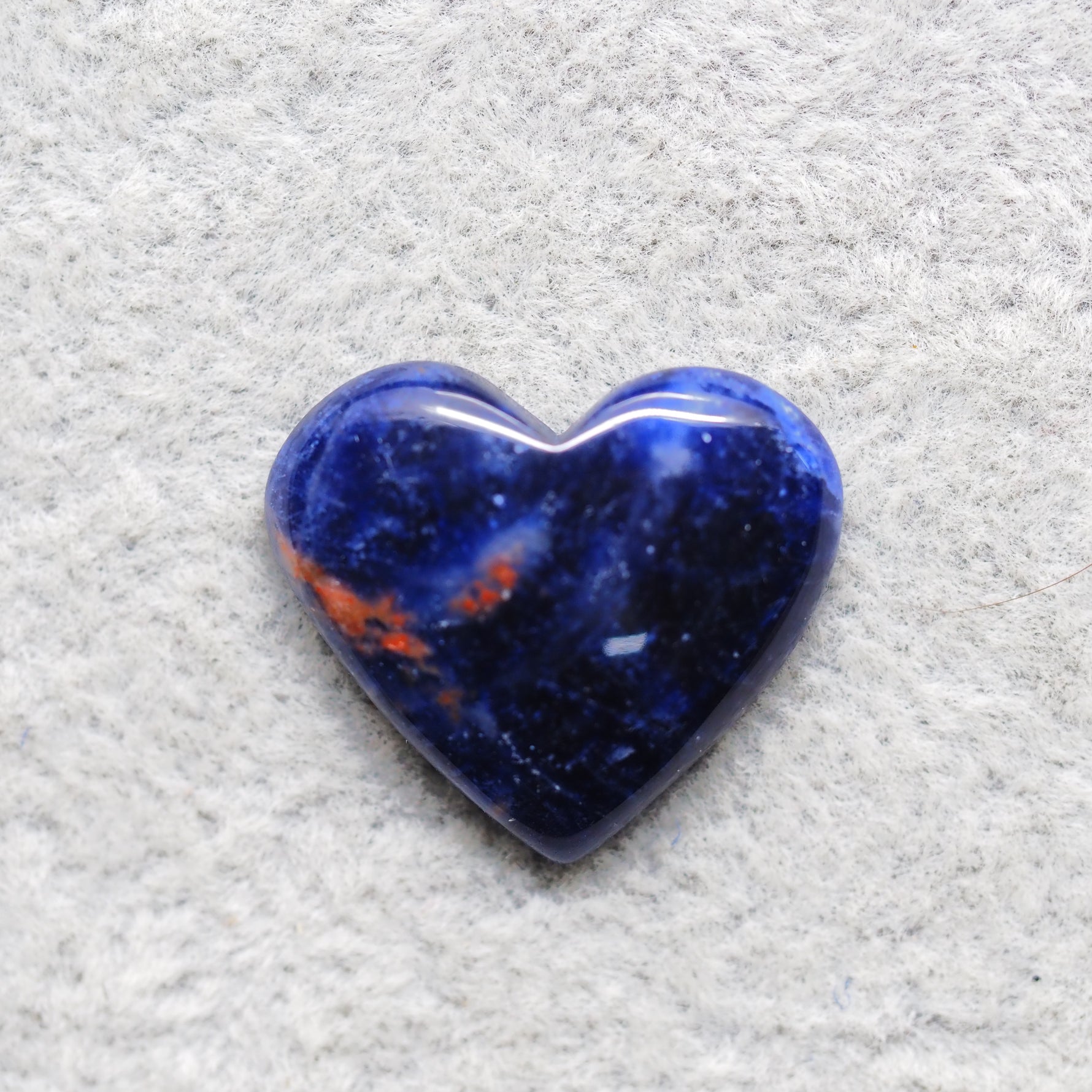 Natural Sodalite Heart Cabochon 19x22mm 11ct - Royal Blue with White Calcite Veining - Pedra Gems