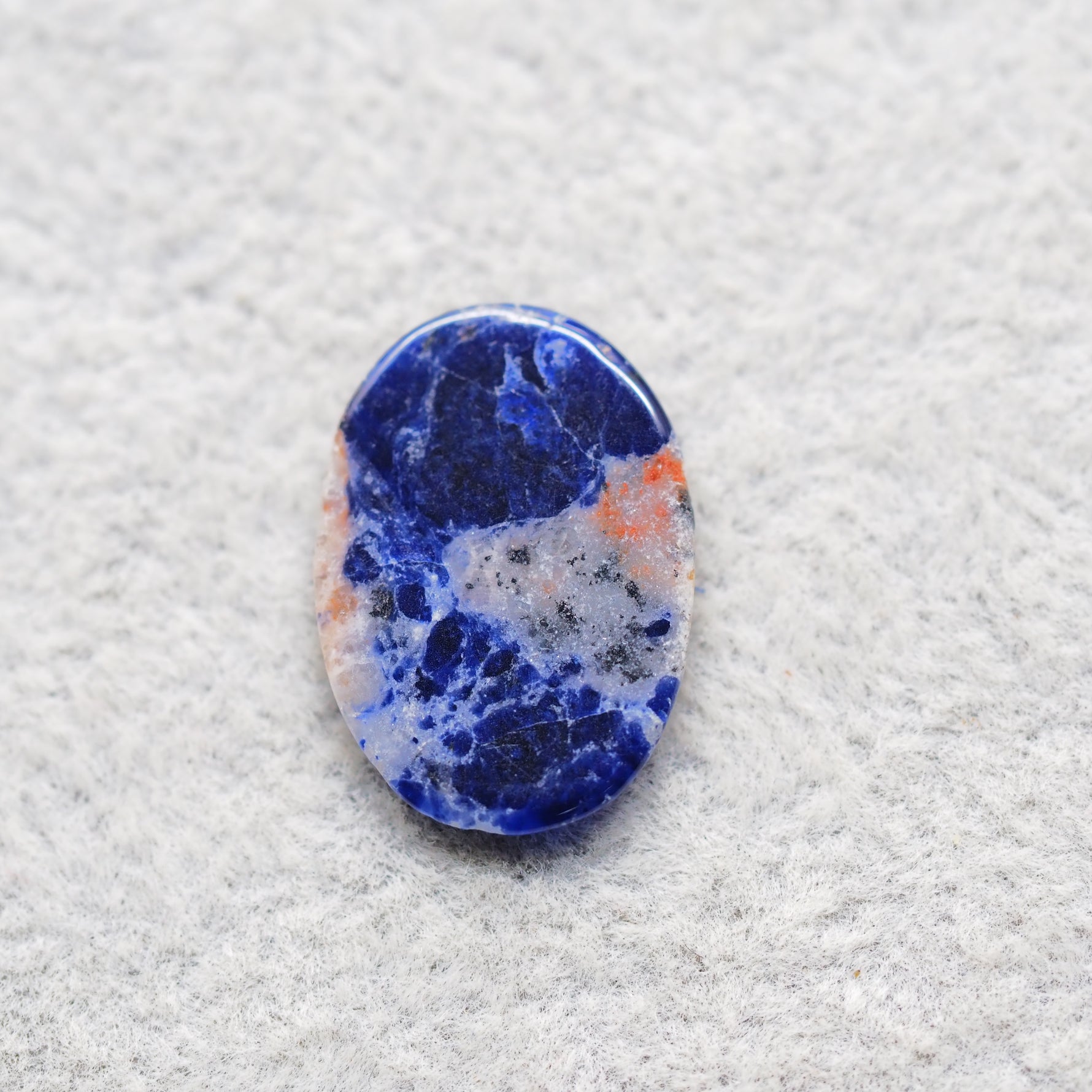 Natural Sodalite Oval Cabochon 20x14mm 4.5ct - Royal Blue with White Calcite Veining - Pedra Gems