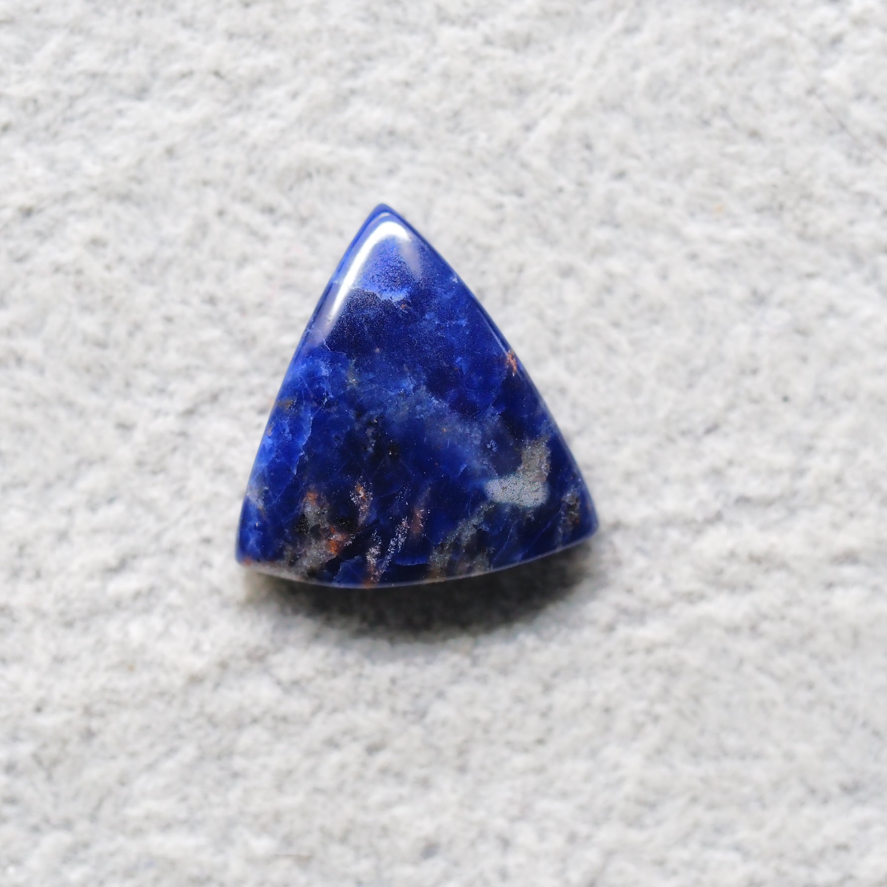 Natural Sodalite Trillion Cabochon 17x17mm 7.5ct - Royal Blue with White Calcite Veining - Pedra Gems