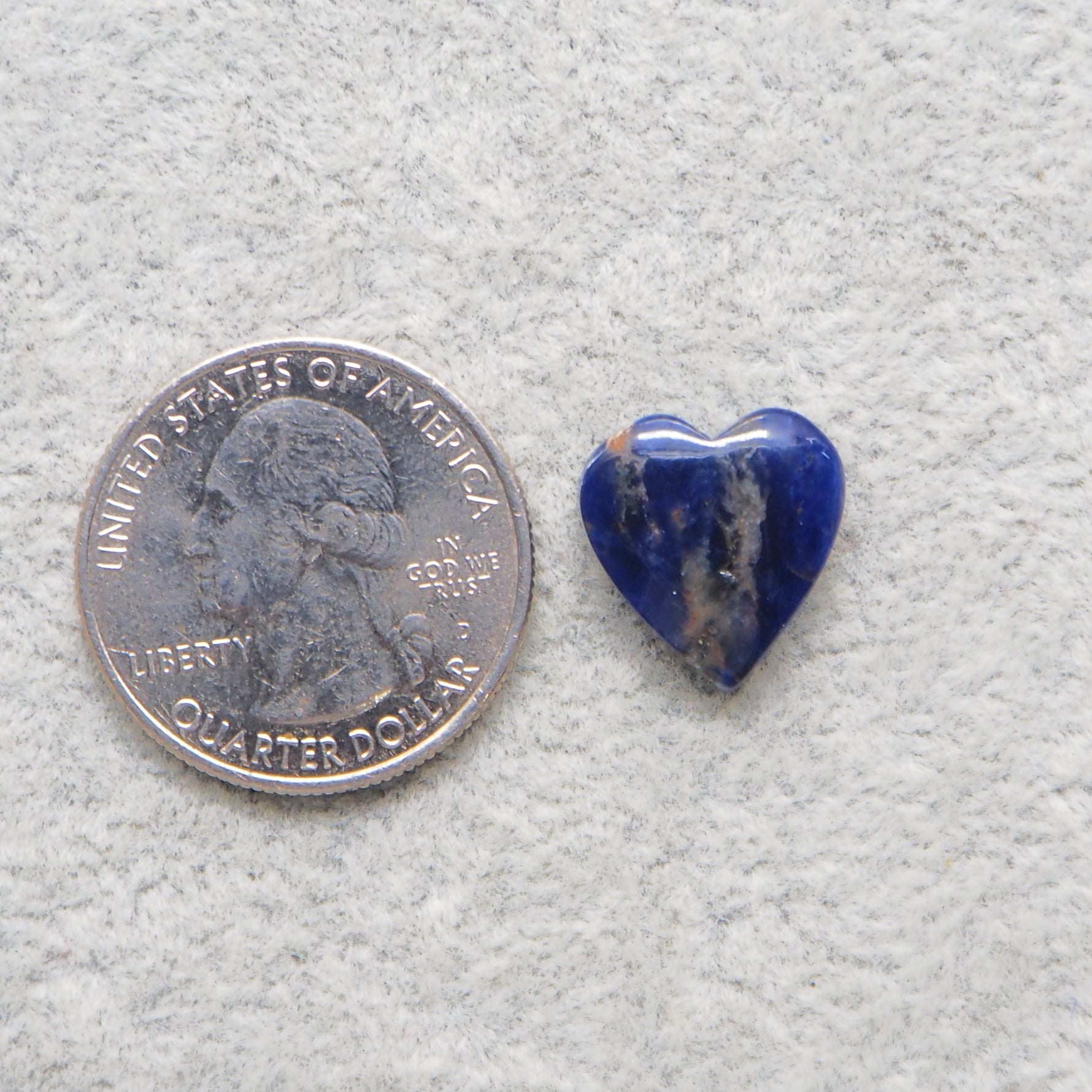Natural Sodalite Heart Cabochon 15x14mm 6ct - Royal Blue with White Calcite Veining - Pedra Gems