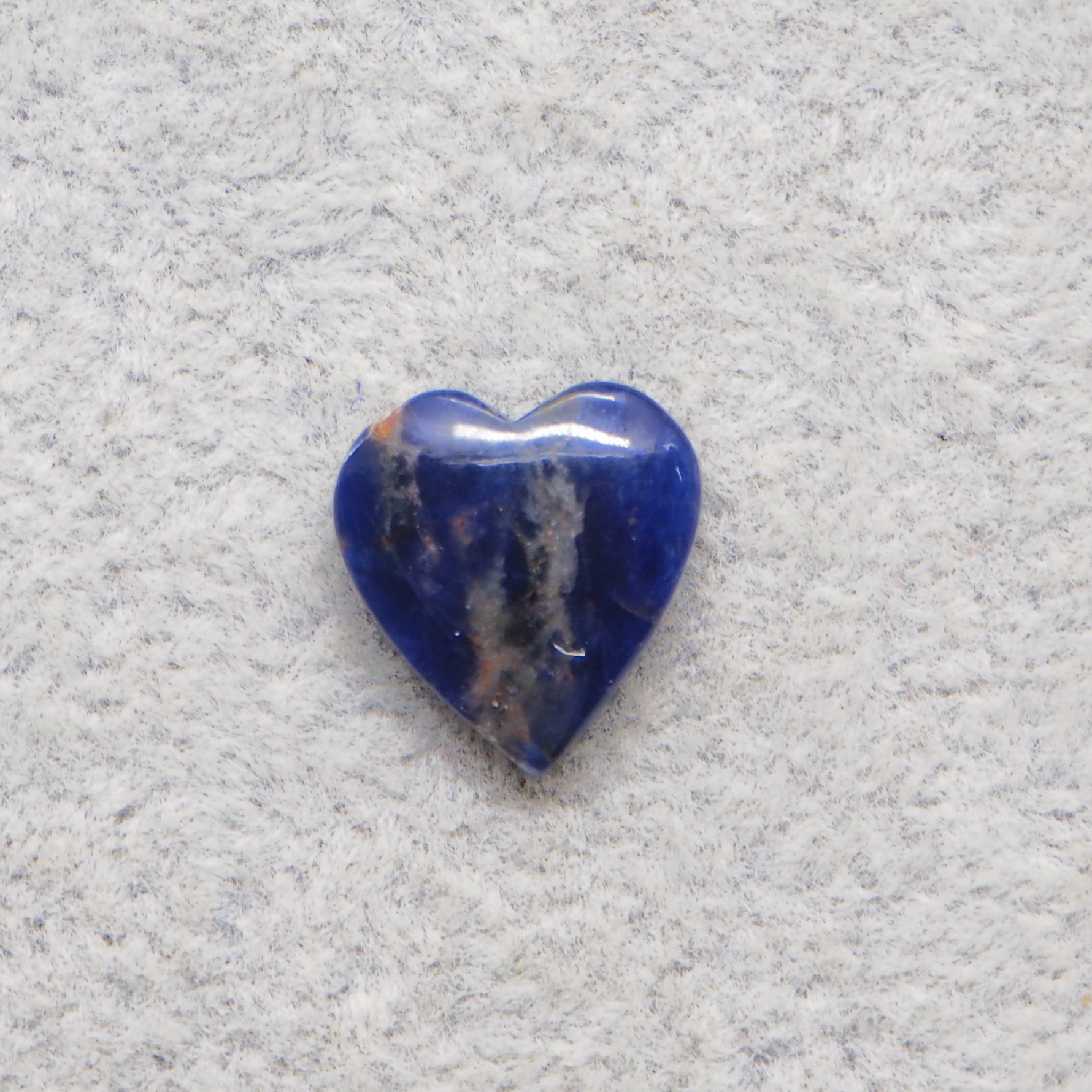 Natural Sodalite Heart Cabochon 15x14mm 6ct - Royal Blue with White Calcite Veining - Pedra Gems