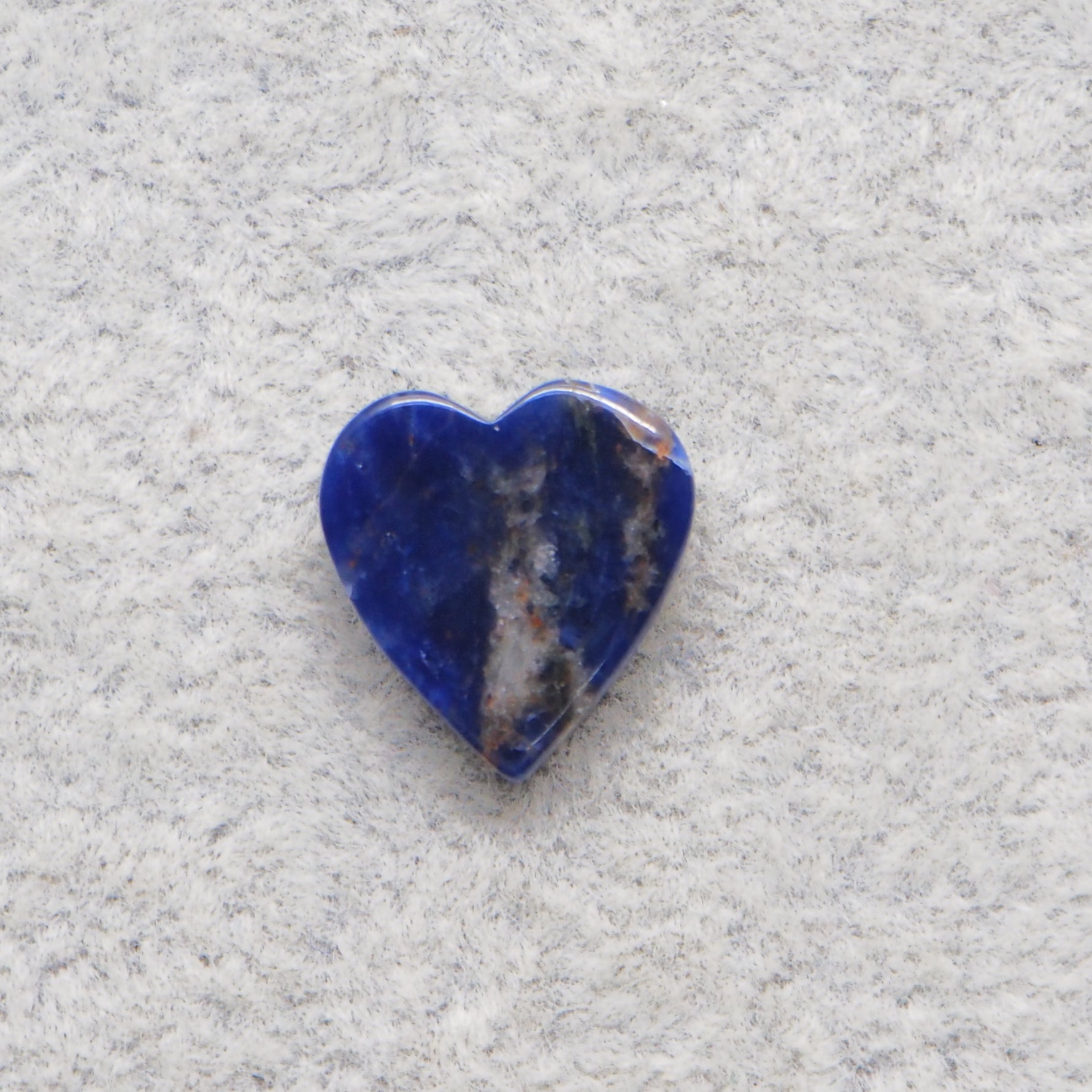 Natural Sodalite Heart Cabochon 15x14mm 6ct - Royal Blue with White Calcite Veining - Pedra Gems