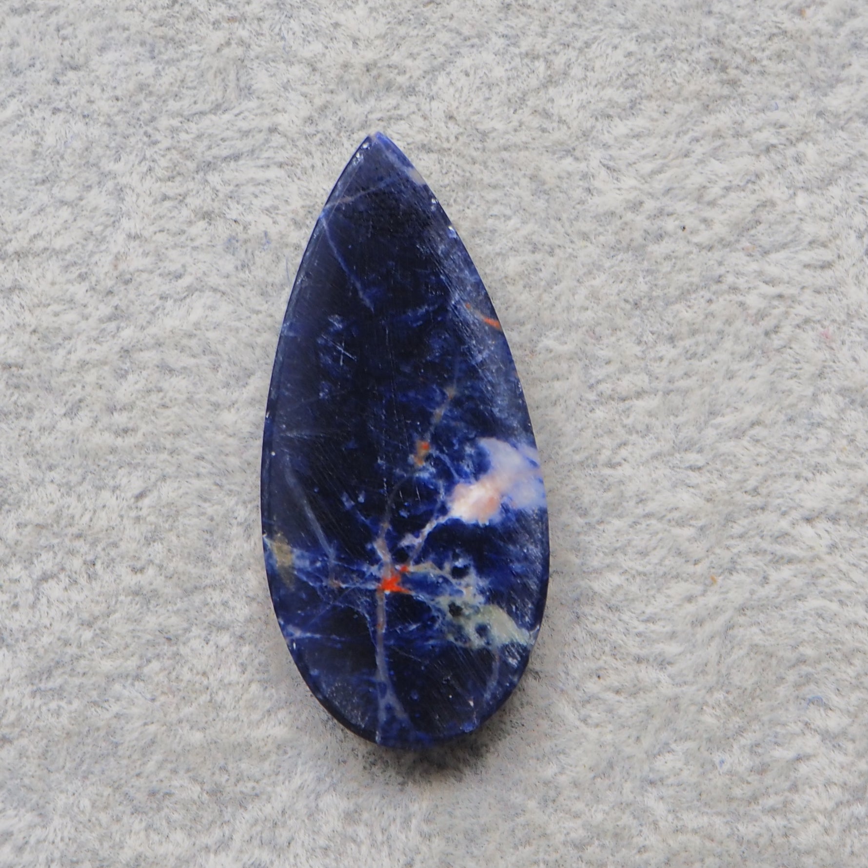Natural Sodalite Pear Cabochon 39x18mm 23ct - Royal Blue with White Calcite Veining - Pedra Gems