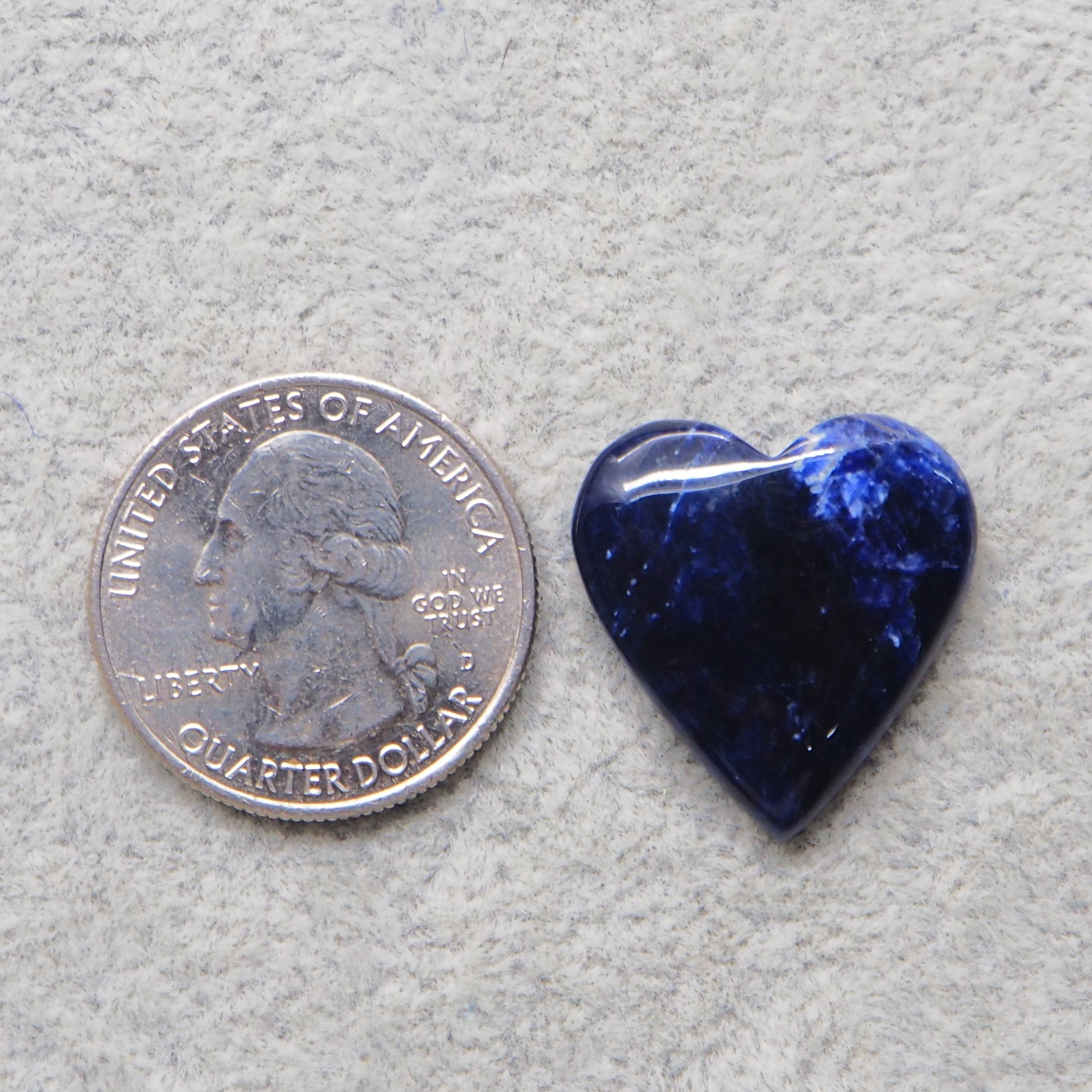 Natural Sodalite Heart Cabochon 23x22mm 14ct - Royal Blue with White Calcite Veining - Pedra Gems