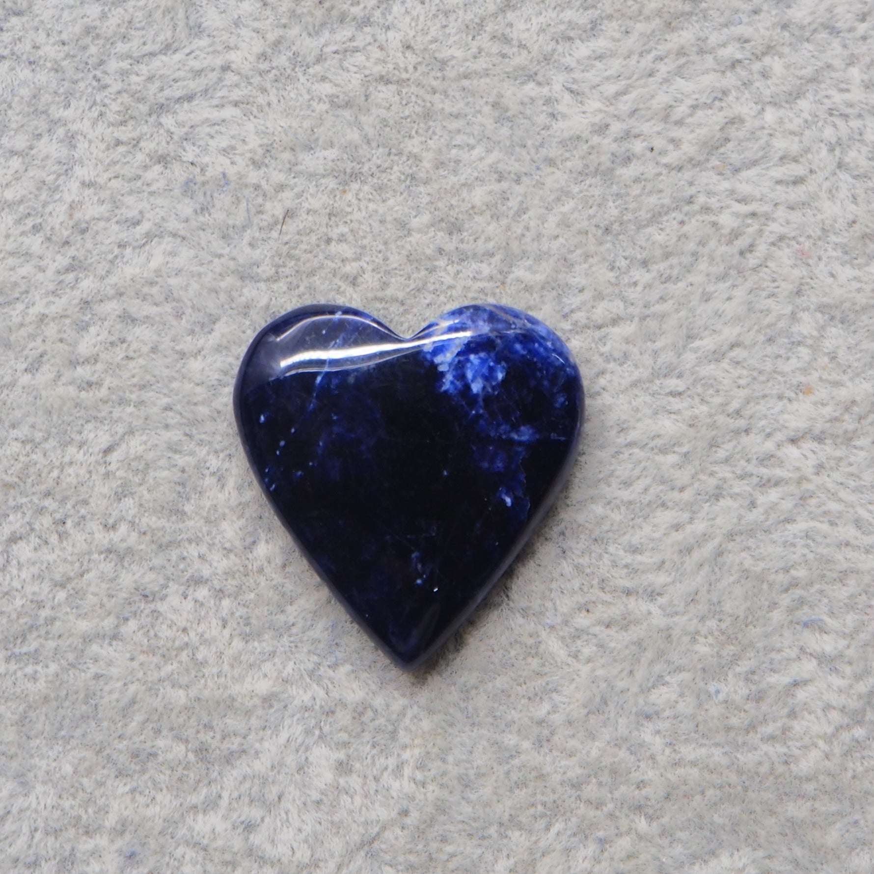 Natural Sodalite Heart Cabochon 23x22mm 14ct - Royal Blue with White Calcite Veining - Pedra Gems