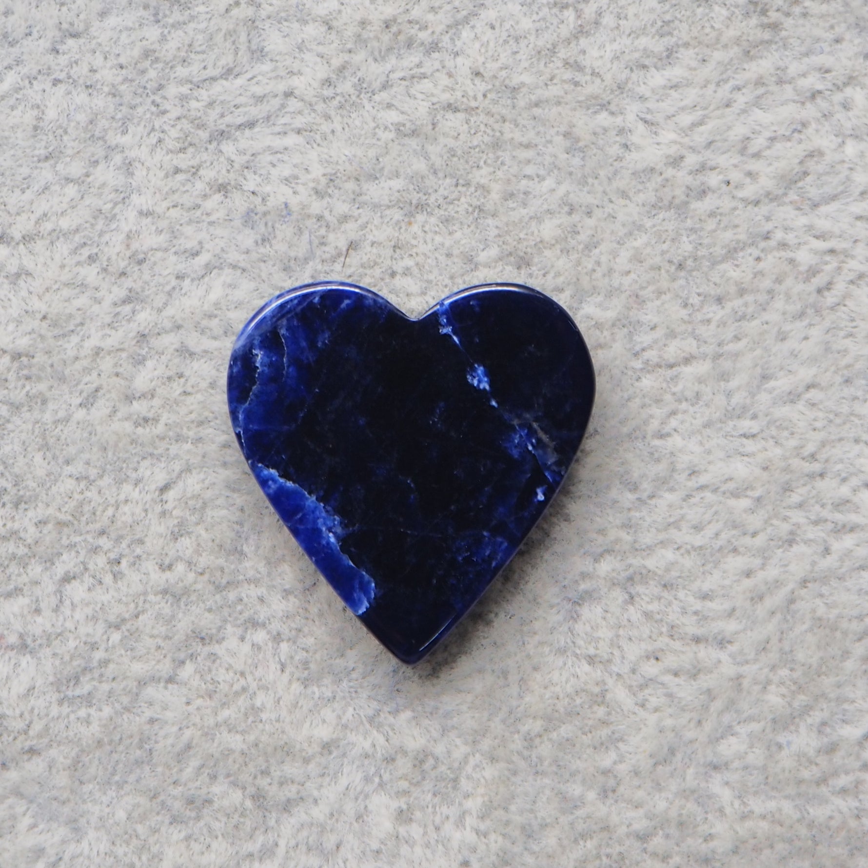 Natural Sodalite Heart Cabochon 23x22mm 14ct - Royal Blue with White Calcite Veining - Pedra Gems