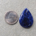 Natural Sodalite Pear Cabochon 36x26mm 32ct - Royal Blue with White Calcite Veining - Pedra Gems