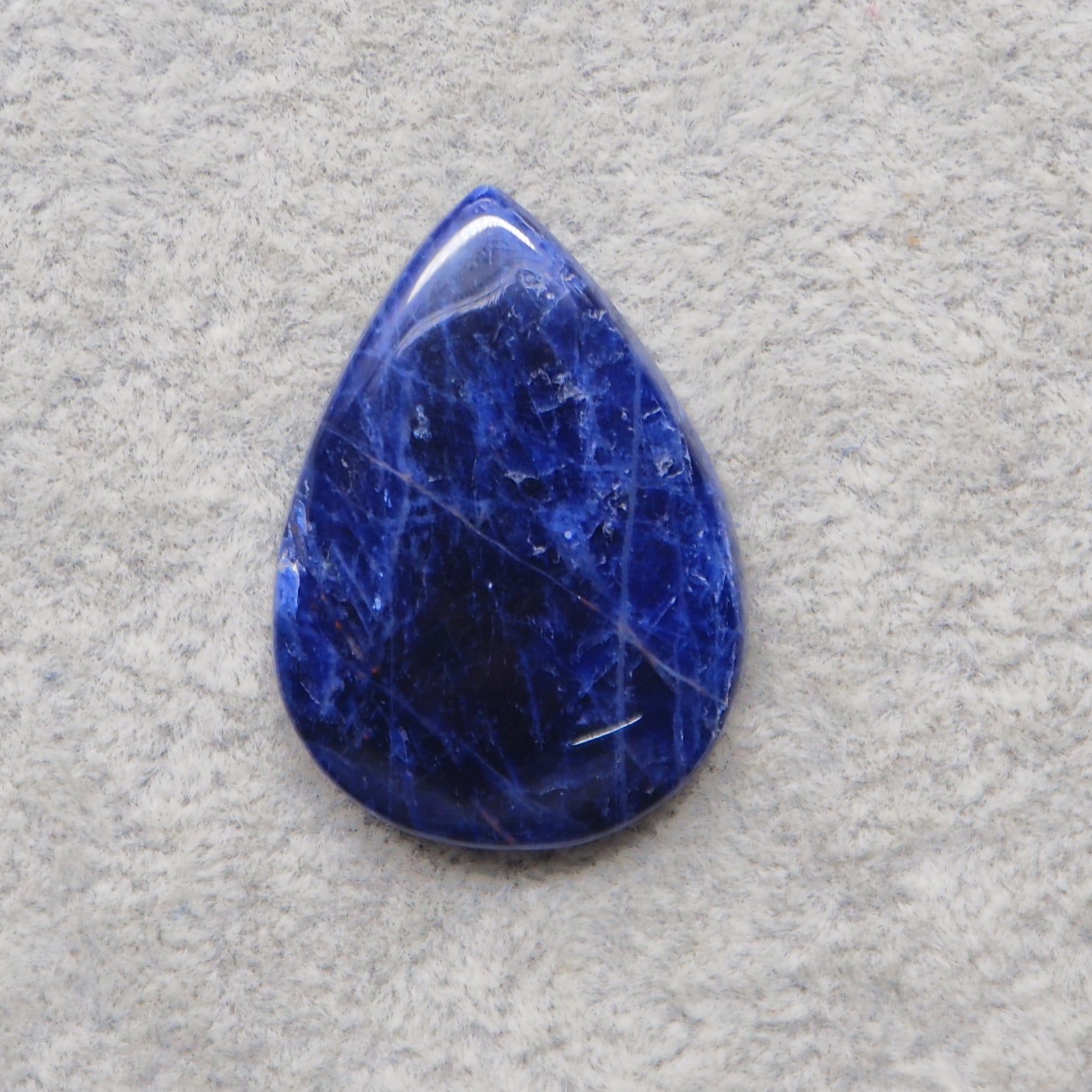 Natural Sodalite Pear Cabochon 36x26mm 32ct - Royal Blue with White Calcite Veining - Pedra Gems