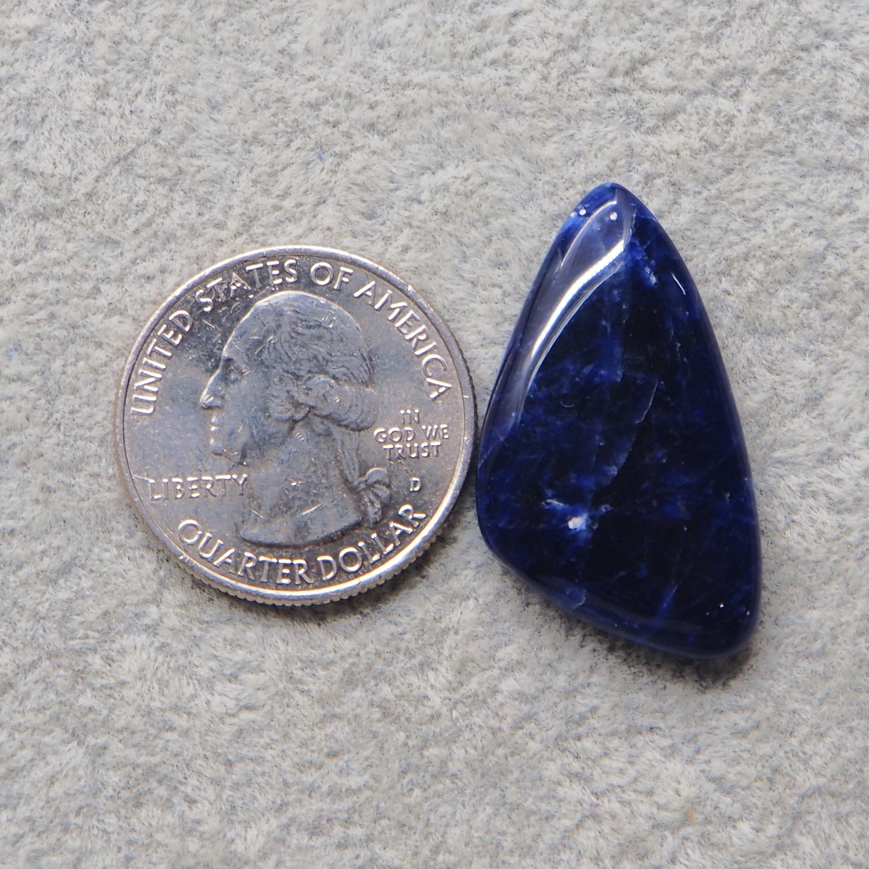 Natural Sodalite Freeform Cabochon 33x18mm 19.5ct - Royal Blue with White Calcite Veining - Pedra Gems