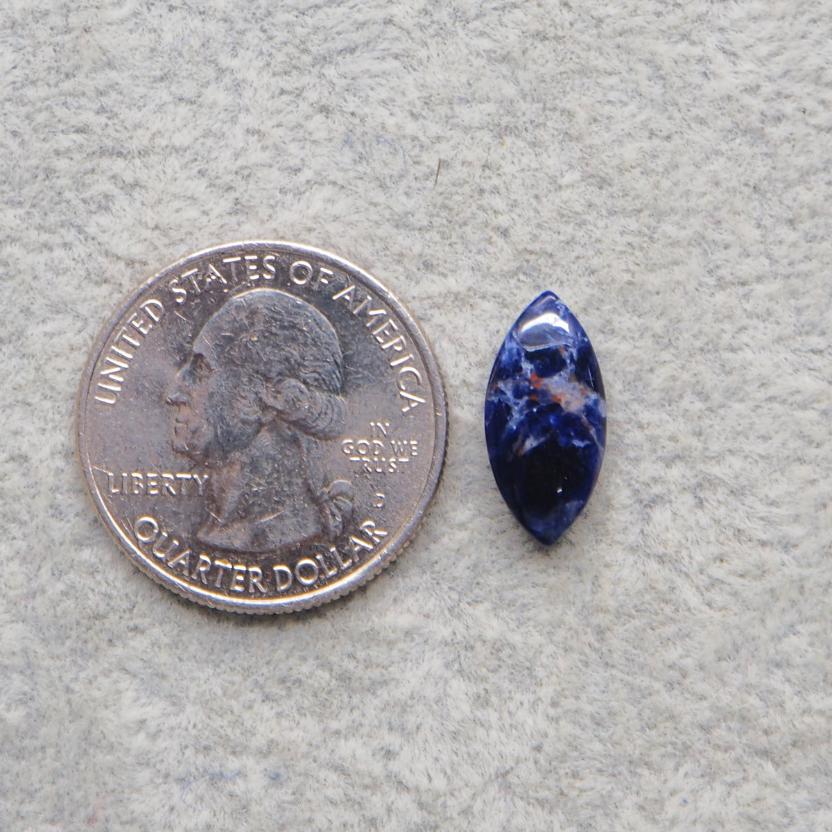 Natural Sodalite Marquise (Navette) Cabochon 16x8mm 3ct - Royal Blue with White Calcite Veining - Pedra Gems