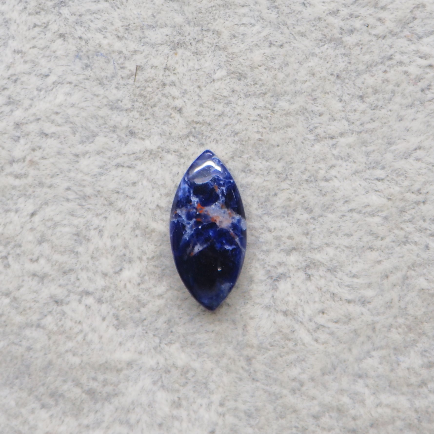 Natural Sodalite Marquise (Navette) Cabochon 16x8mm 3ct - Royal Blue with White Calcite Veining - Pedra Gems